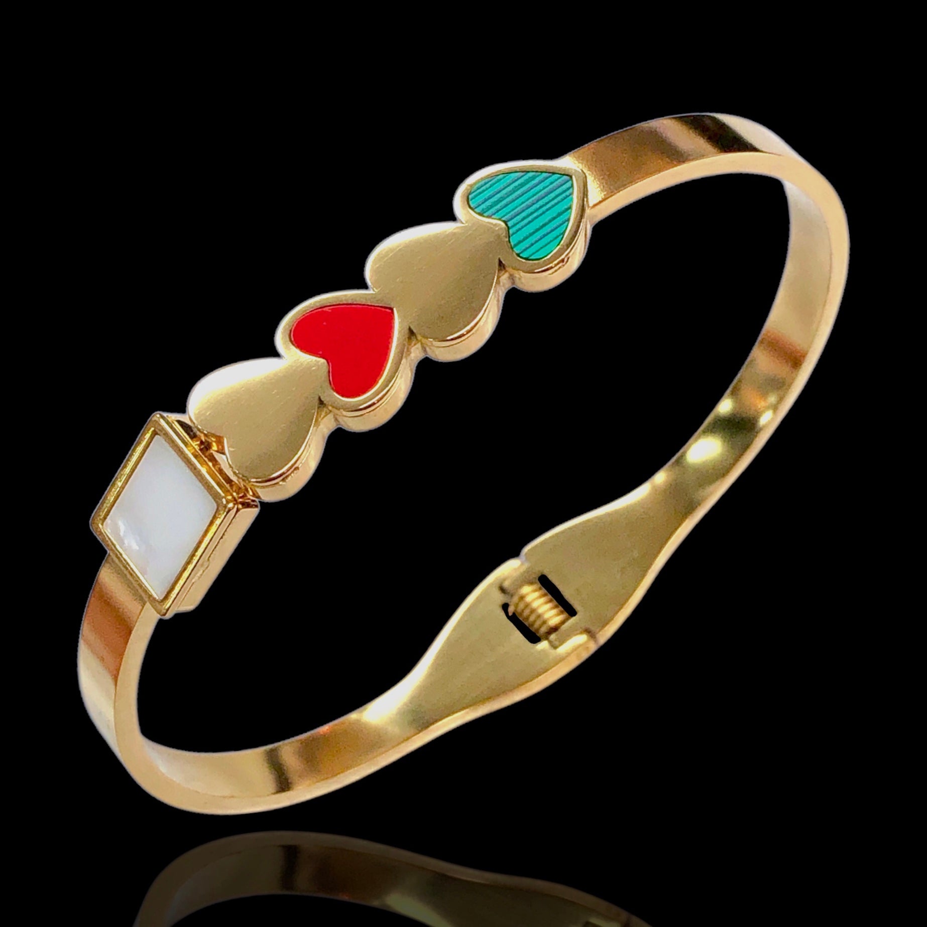 Stainless Steel Gold Filled Victoria Heart Bangle 