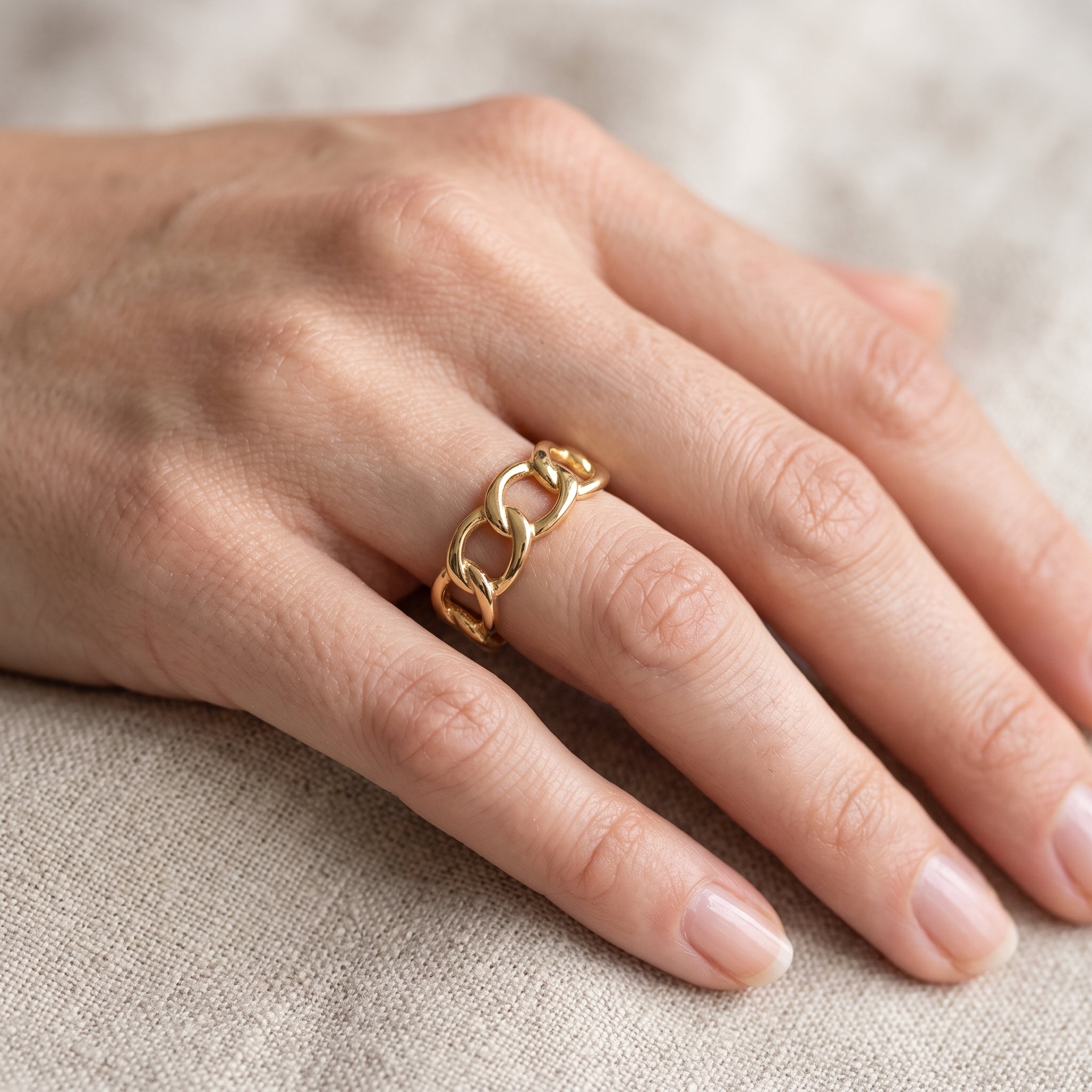 Stainless Steel Oro Laminado Milano Cuban Chain Ring
