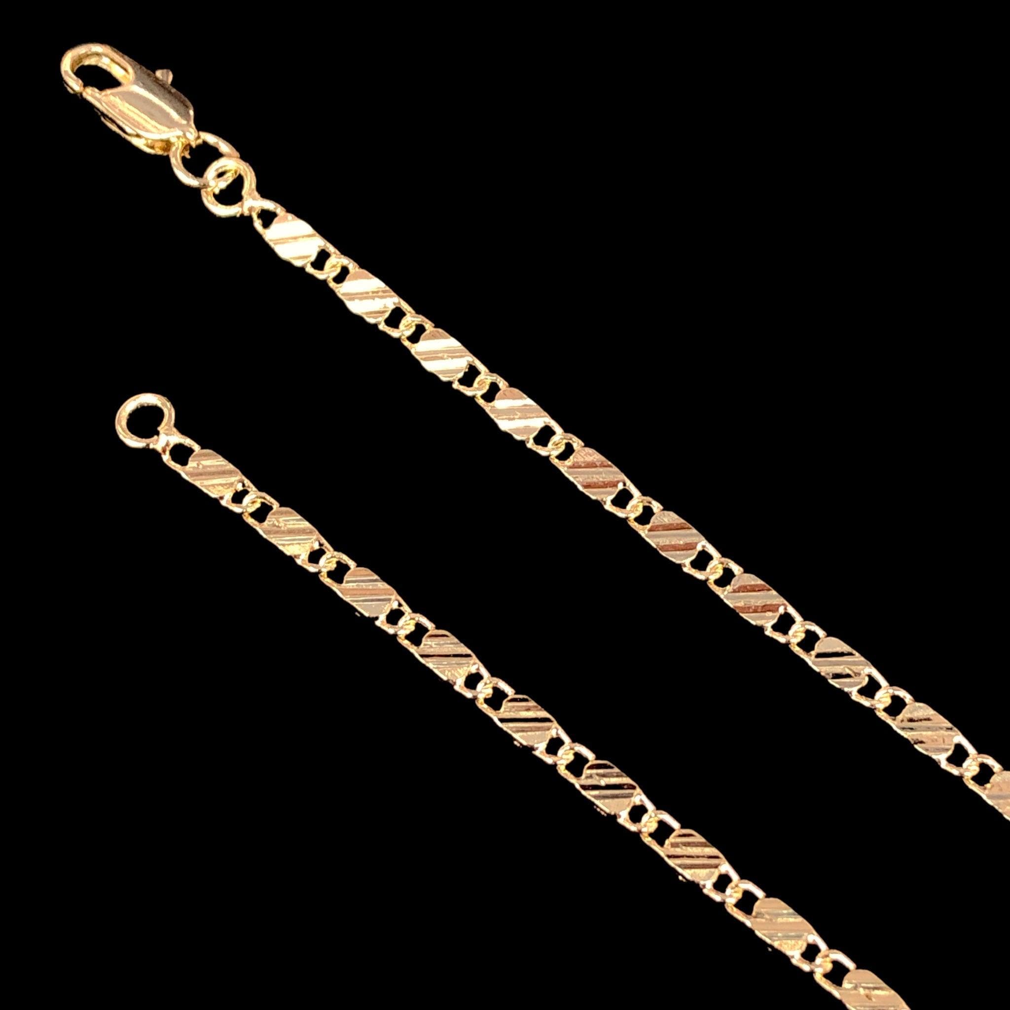 18K Gold-Filled 2.3mm Stripe Cut Mirror Chain (Pack of 12) -18K Gold Filled Oro Laminado CHAIN - KUANIA