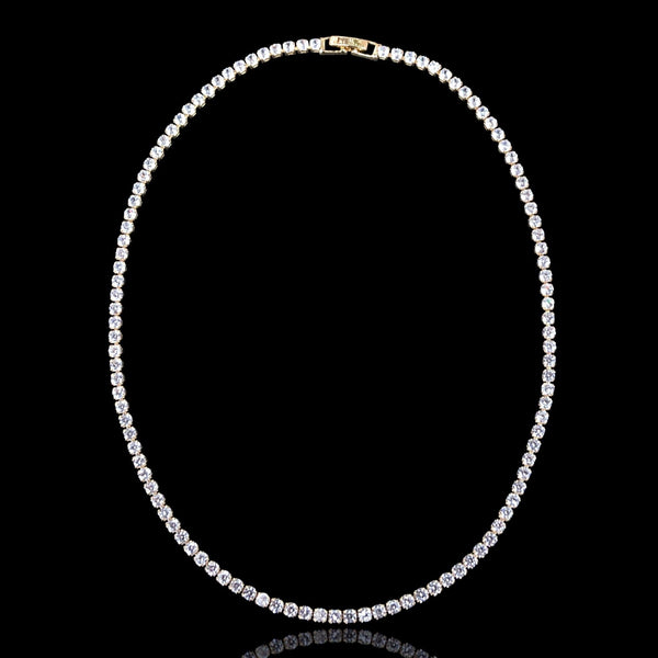 18K Gold Filled 3mm CZ Tennis Necklace -18K Gold Filled Oro Laminado CHAIN, NEW - KUANIA