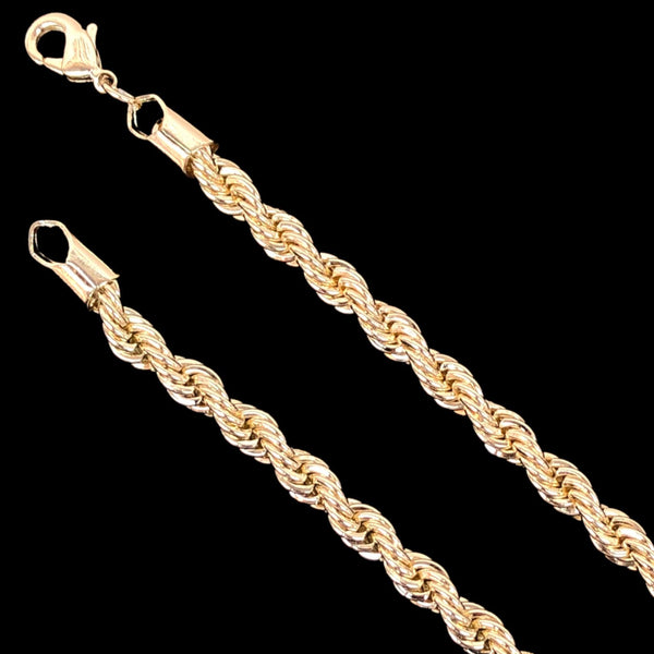 18K Gold-Filled 5mm Rope Chain (Pack of 3) -18K Gold Filled Oro Laminado - KUANIA