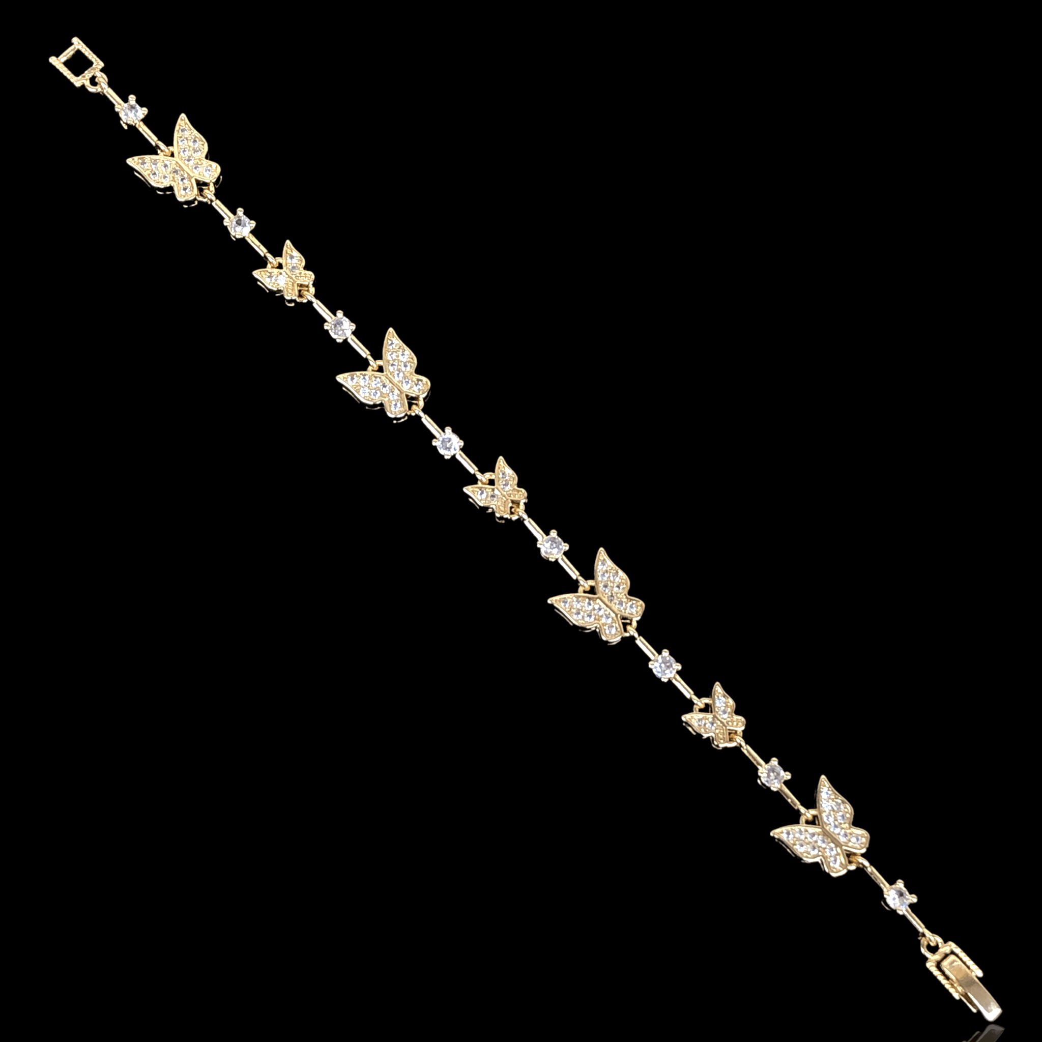 18k Gold-Filled CZ Monarch Butterfly Bracelet- KUANIA ORO LAMINADO