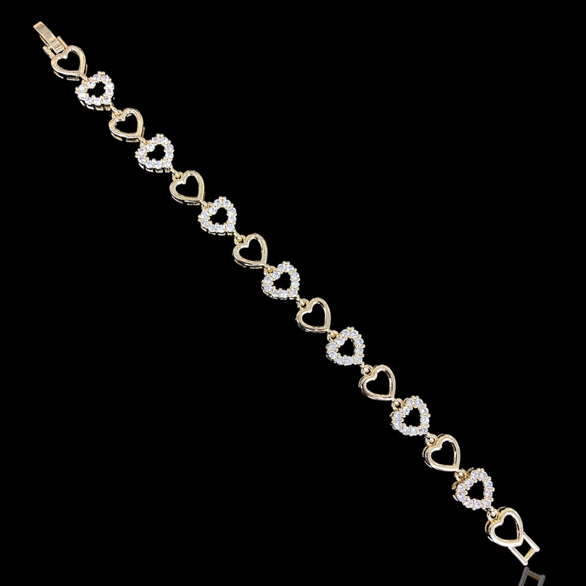 18k Gold-Filled CZ Eternal Heart Bracelet- kuania oro laminado