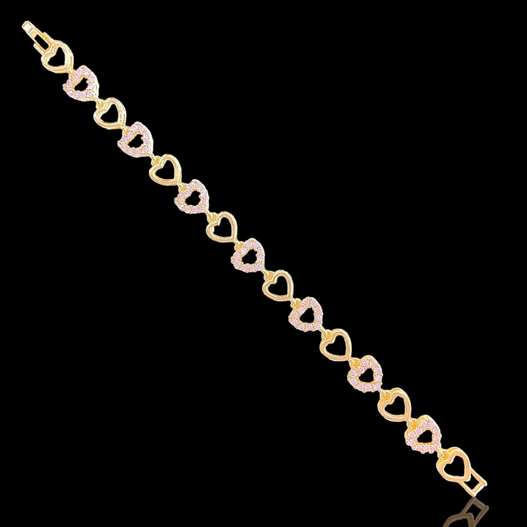 18k Gold-Filled CZ Eternal Heart Bracelet- kuania oro laminado