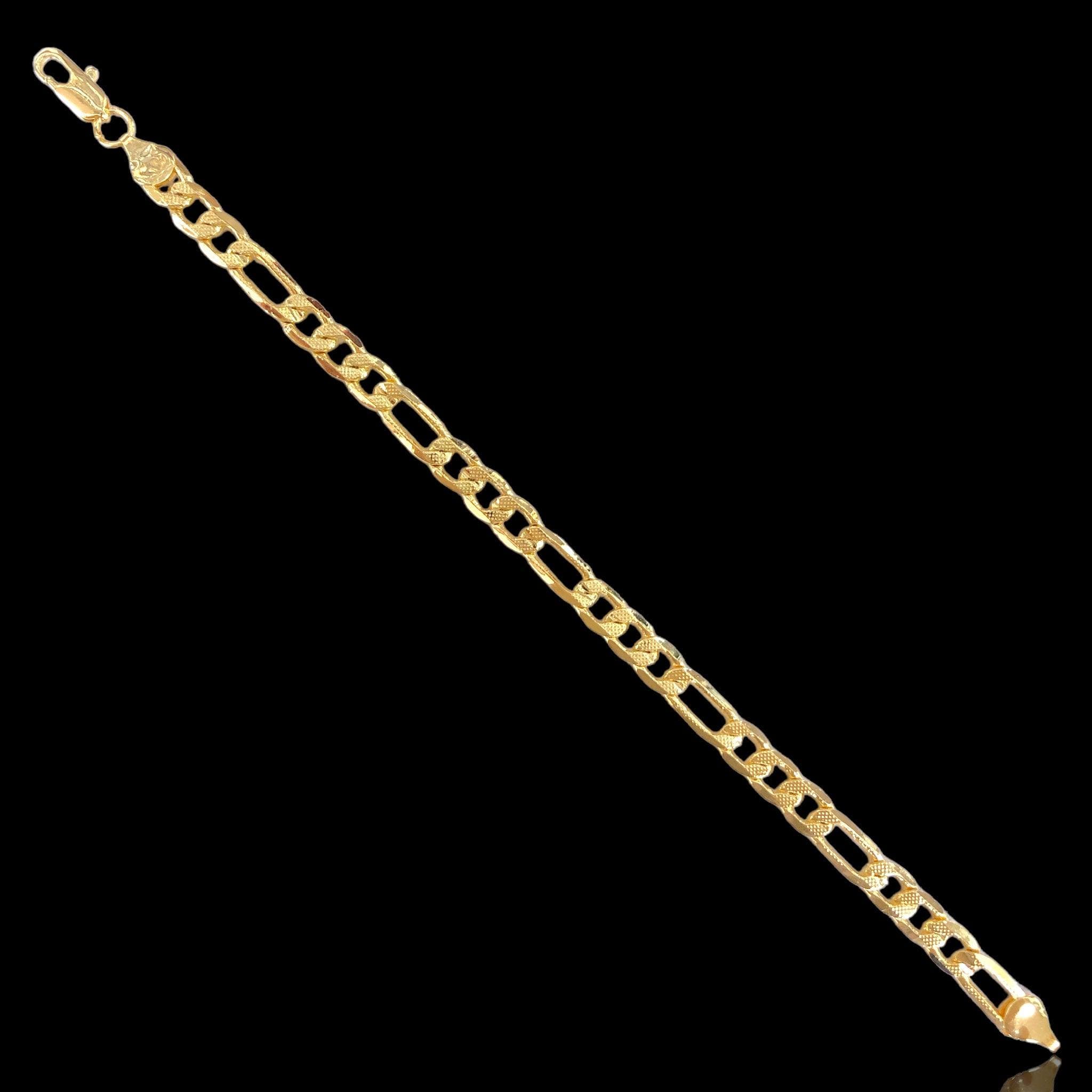18k Gold Filled 5.5mm Diamond Cut Figaro Bracelet-kuania oro laminado