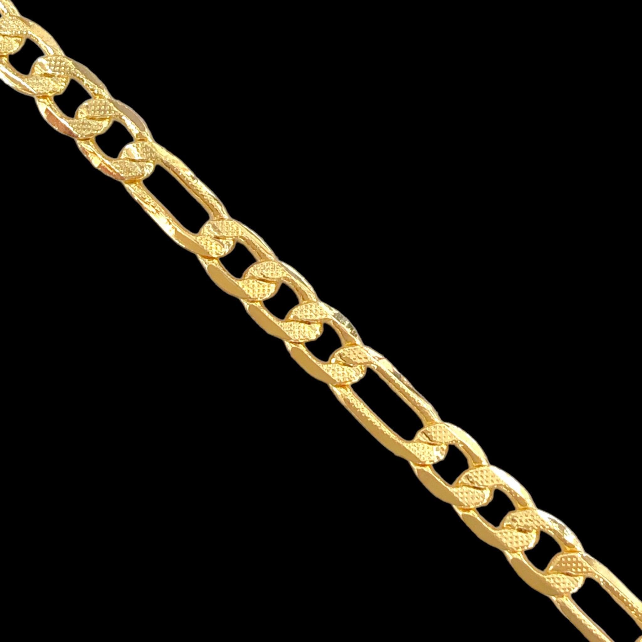 18k Gold Filled 5.5mm Diamond Cut Figaro Bracelet-kuania oro laminado