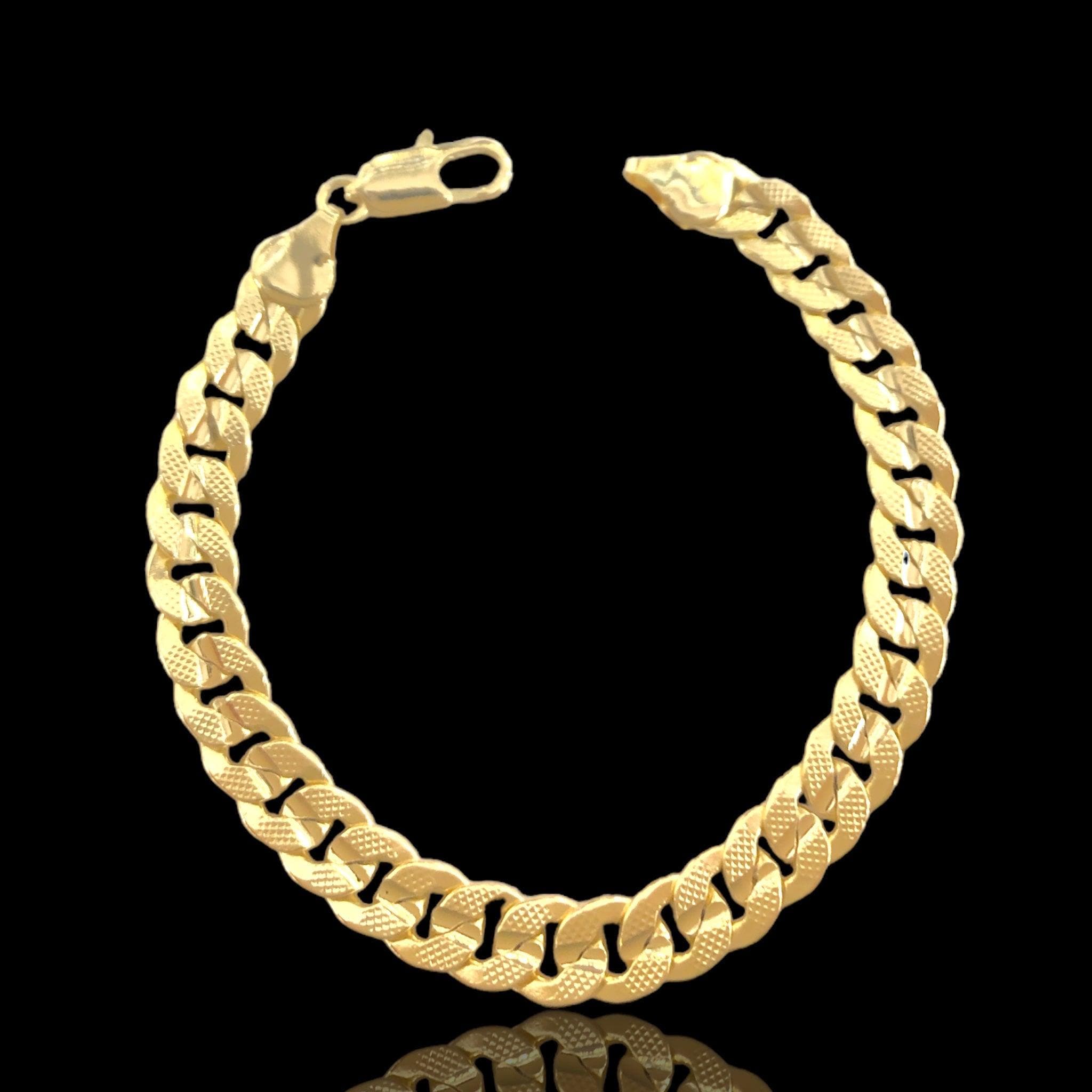 18K Gold-Filled 8.6mm Round Miami Cuban Chain Bracelet -kuania oro laminado