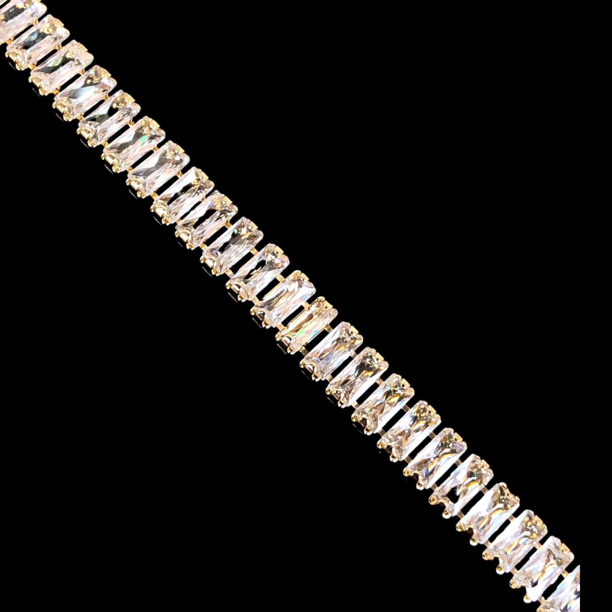 18k Gold-Filled Baguette CZ Tennis Bracelet- kuania oro laminado