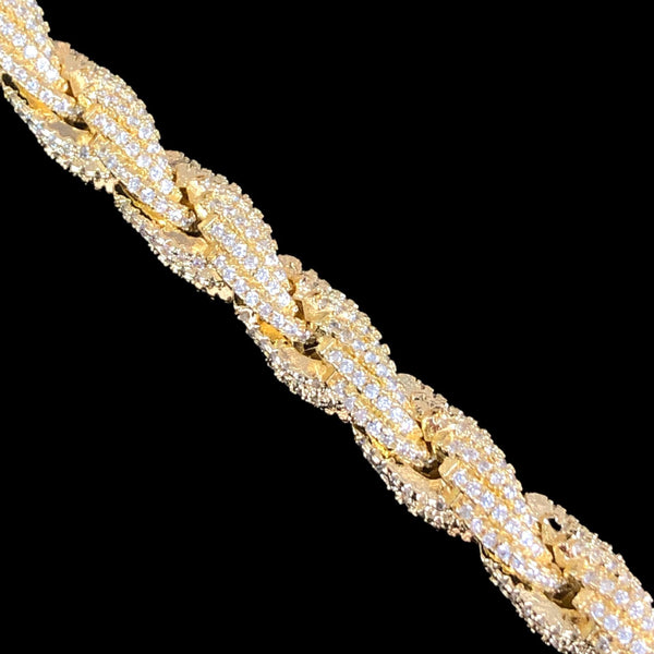 OLB 0326 18K Gold Filled Icy Venetian Rope Chain CZ Bracelet Kuania Oro Laminado