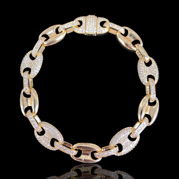 OLB 0326 18K Gold Filled Icy Venetian Mariner Chain CZ Bracelet- Kuania Oro Laminado