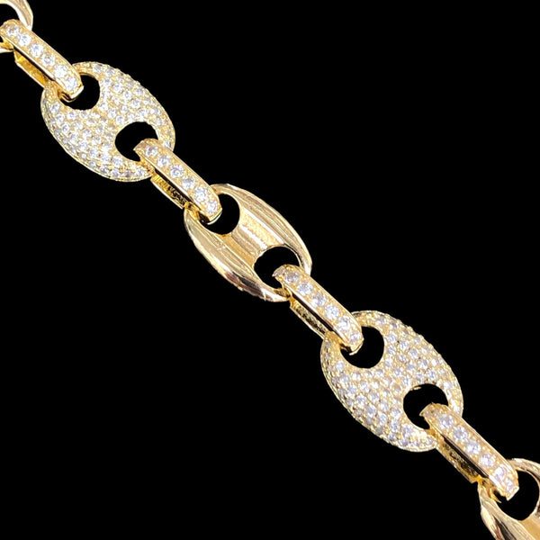 OLB 0326 18K Gold Filled Icy Venetian Mariner Chain CZ Bracelet- Kuania Oro Laminado