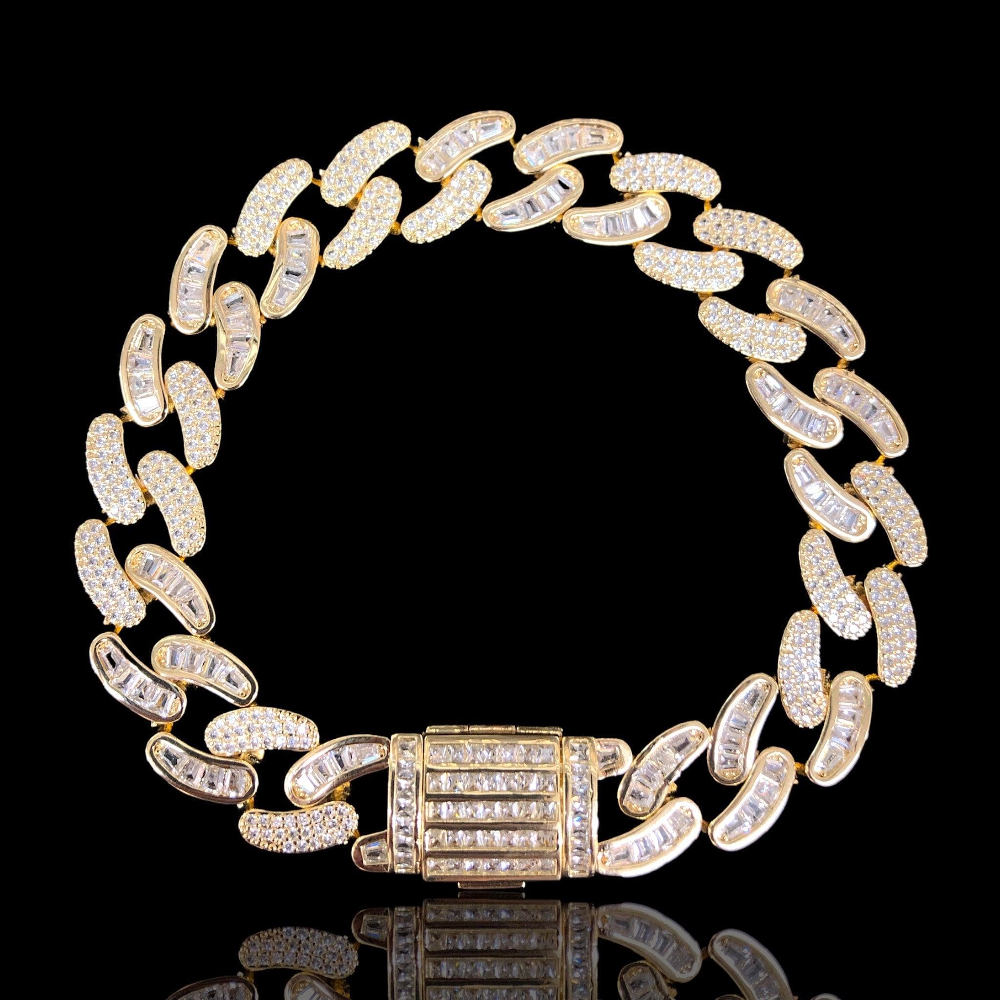 OLB 0326 18K Gold Filled Icy Milano Luxury Cuban Chain CZ Bracelet- Kuania Oro Laminado