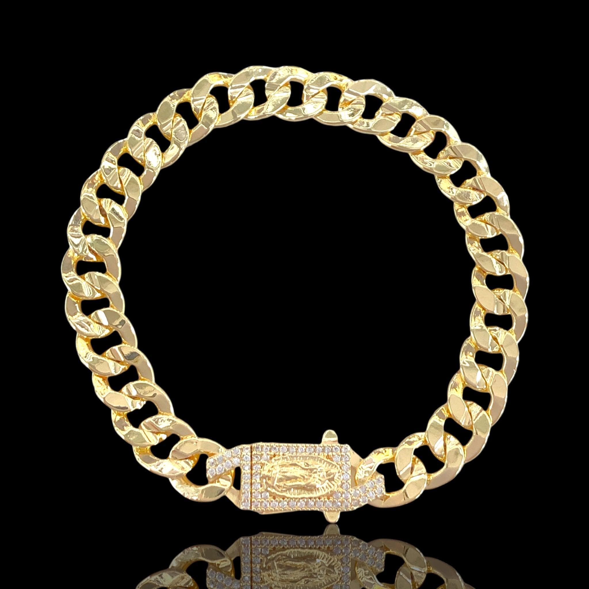 OLB 0331 18K Gold Filled Round Cuban Chain Religious Bracelet-Kuania Oro Laminado