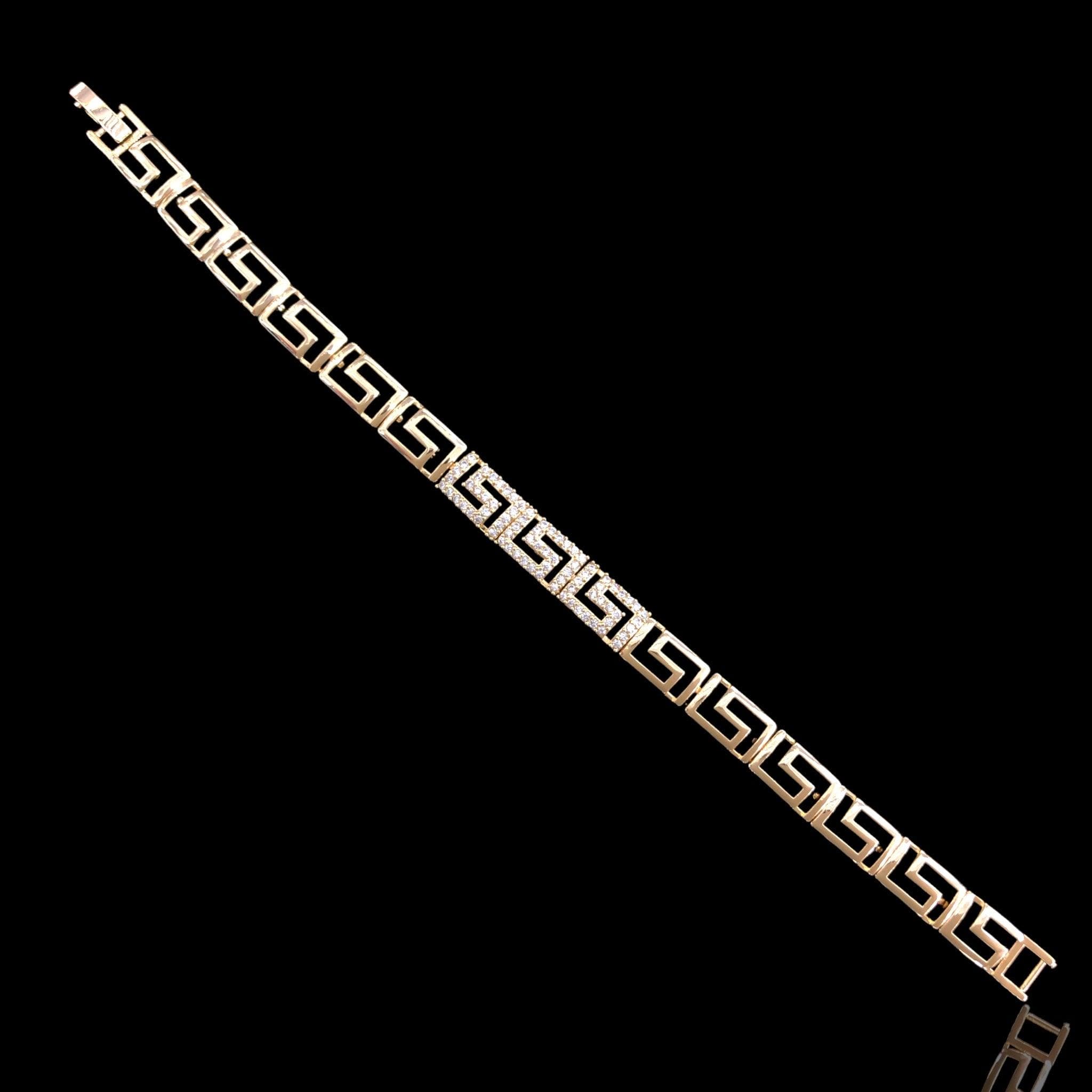 18K Gold Filled Royal Roman Pattern CZ Bracelet - kuania oro laminado