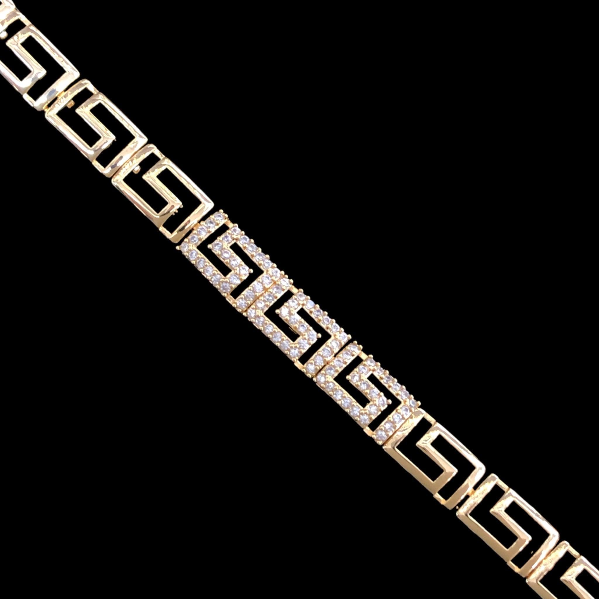 18K Gold Filled Royal Roman Pattern CZ Bracelet - kuania oro laminado