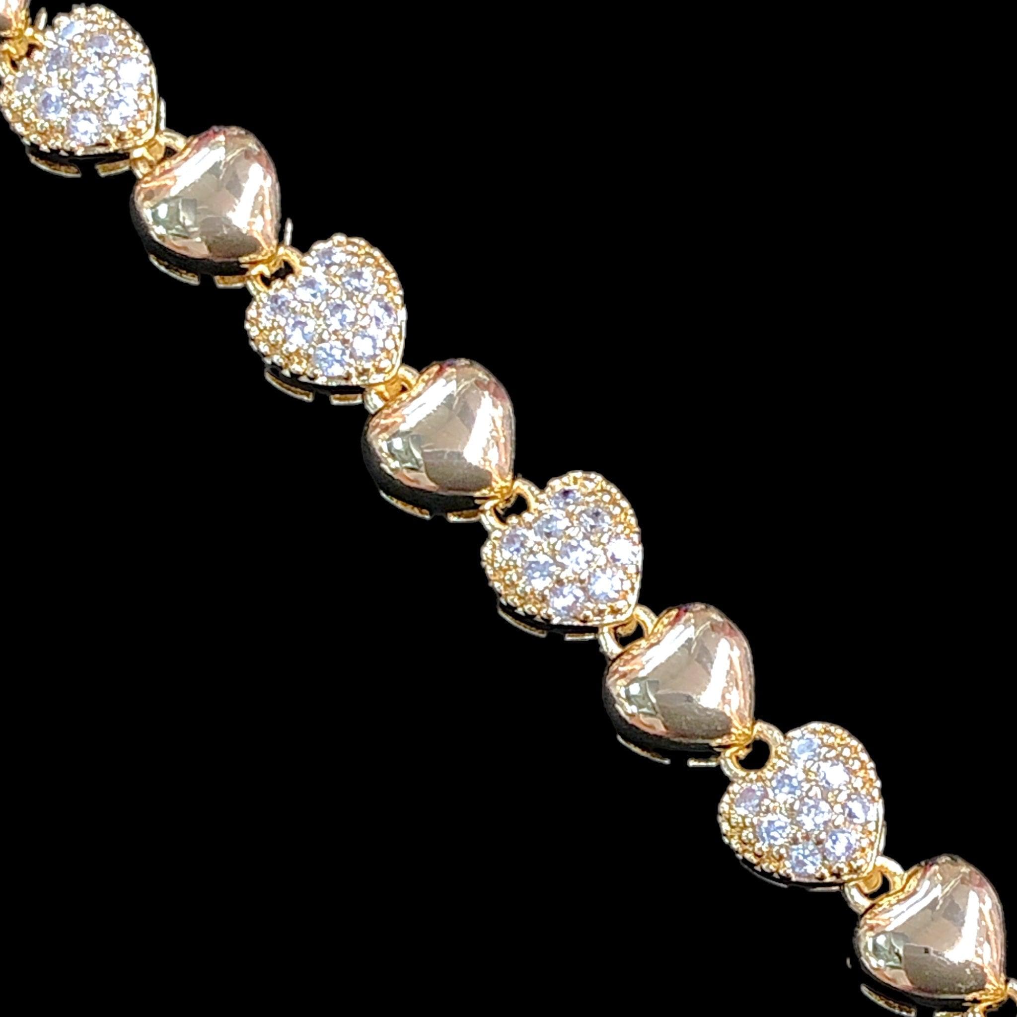 18k Gold Filled Pure Heart CZ Bracelet- KUANIA ORO LAMINADO