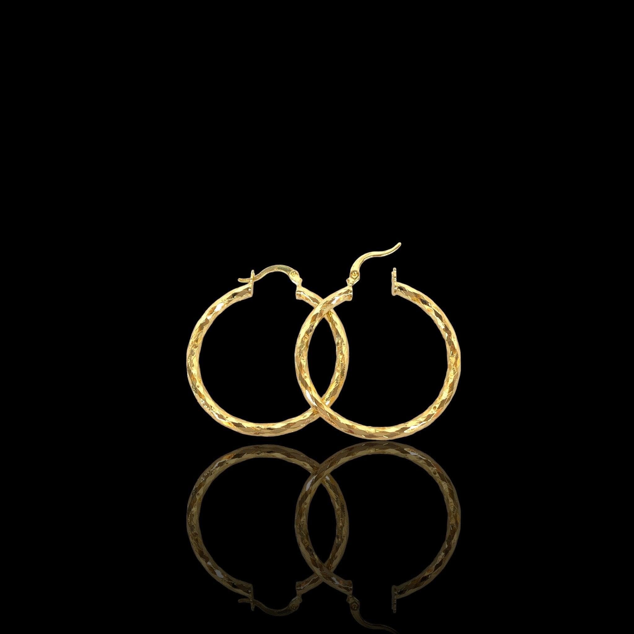 Oro Laminado Gold Filled Diamond Cut Hoop Earrings