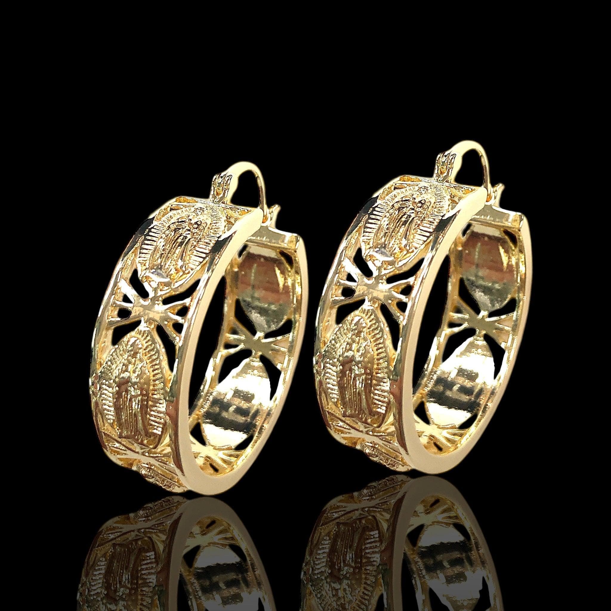 18K Gold Filled Guadalupe Hoop Earrings - Kuania Oro Laminado