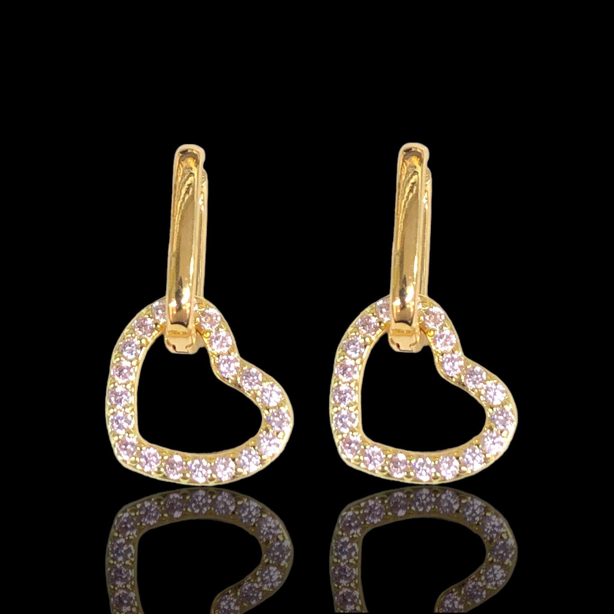 18K Gold-Filled Paperclip Vital Heart CZ Dangle Earrings