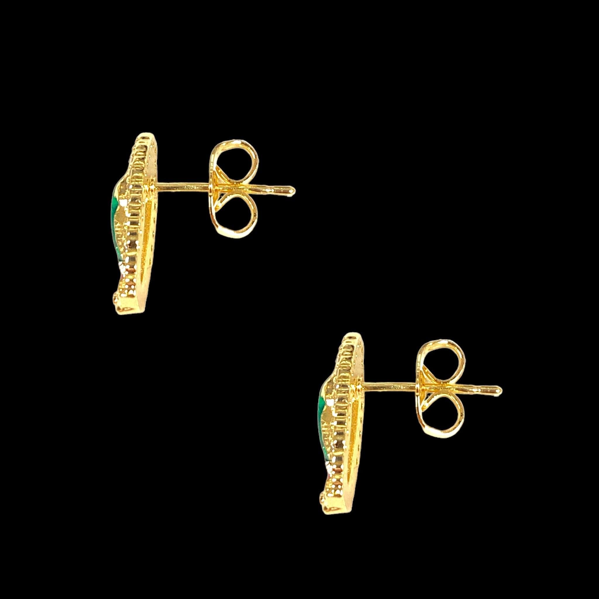 18K Gold-Filled San Judas Stud Earrings- KUANIA ORO LAMINADO