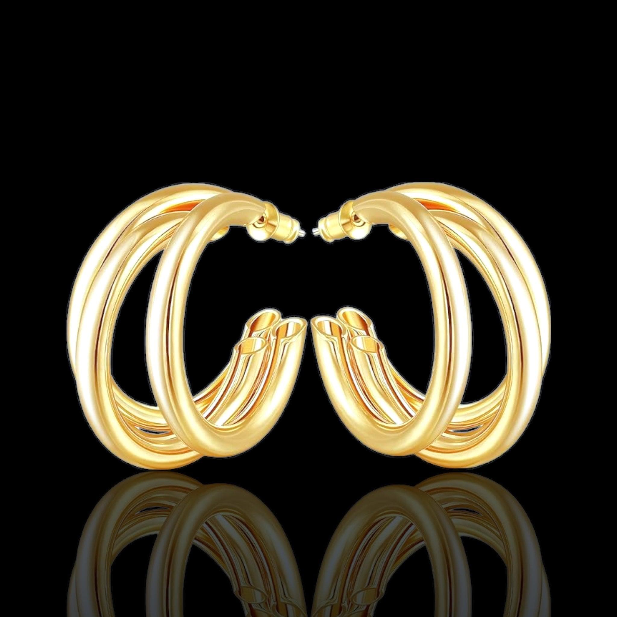 OLE 0485 -18K Gold Filled Oro Laminado EARRINGS, NEW - KUANIA