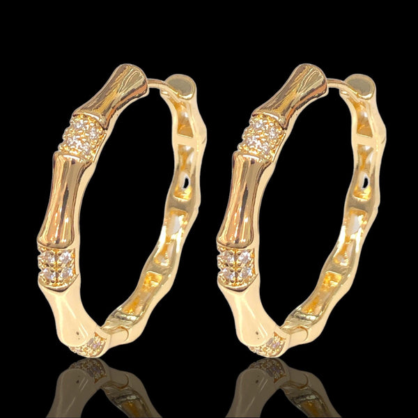 18K Gold Filled Norwegian Princess CZ Hoop Earrings Oro Laminado