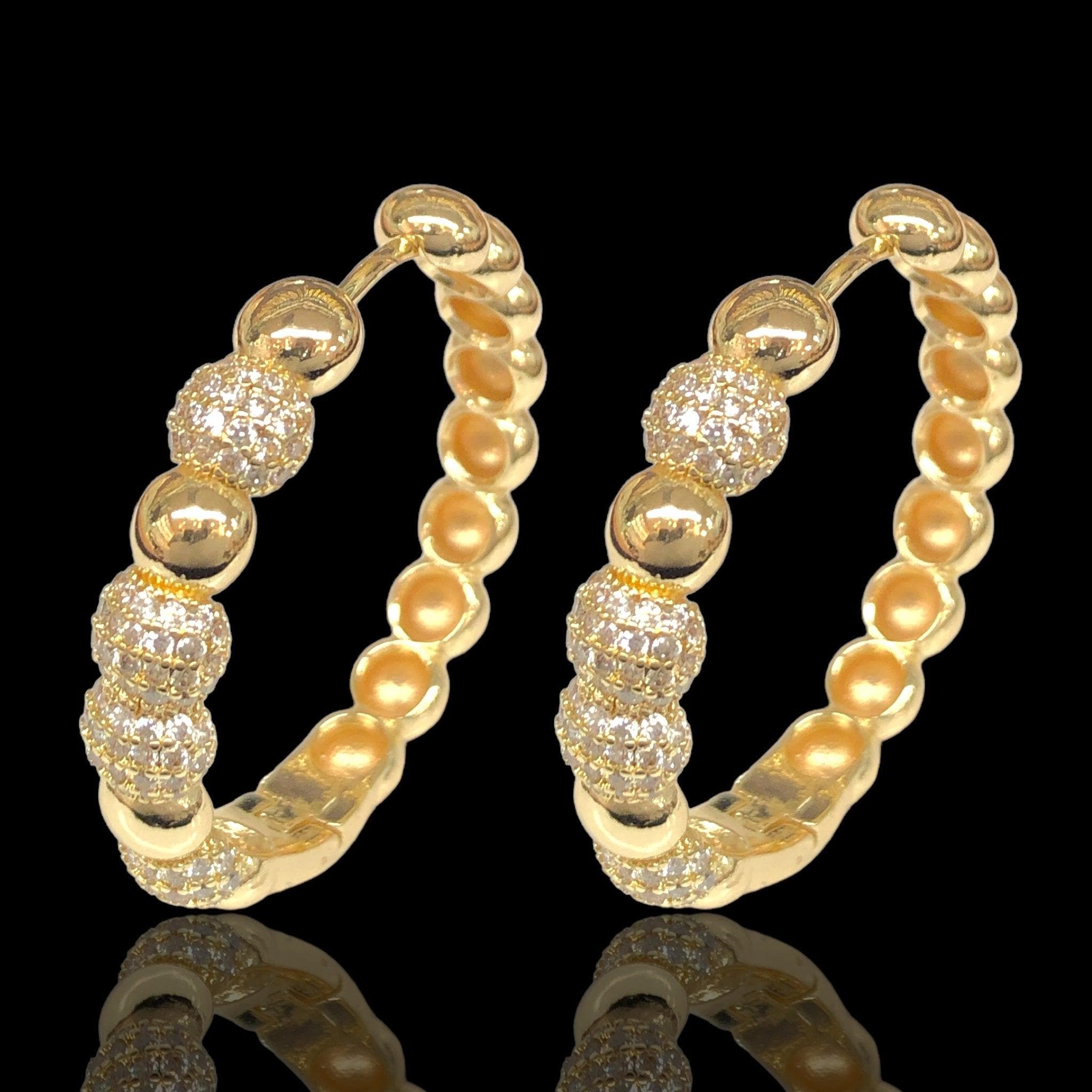 OLE 0609 18K Gold Filled Luxembourg CZ Hoop Earrings Oro Laminado Kuania