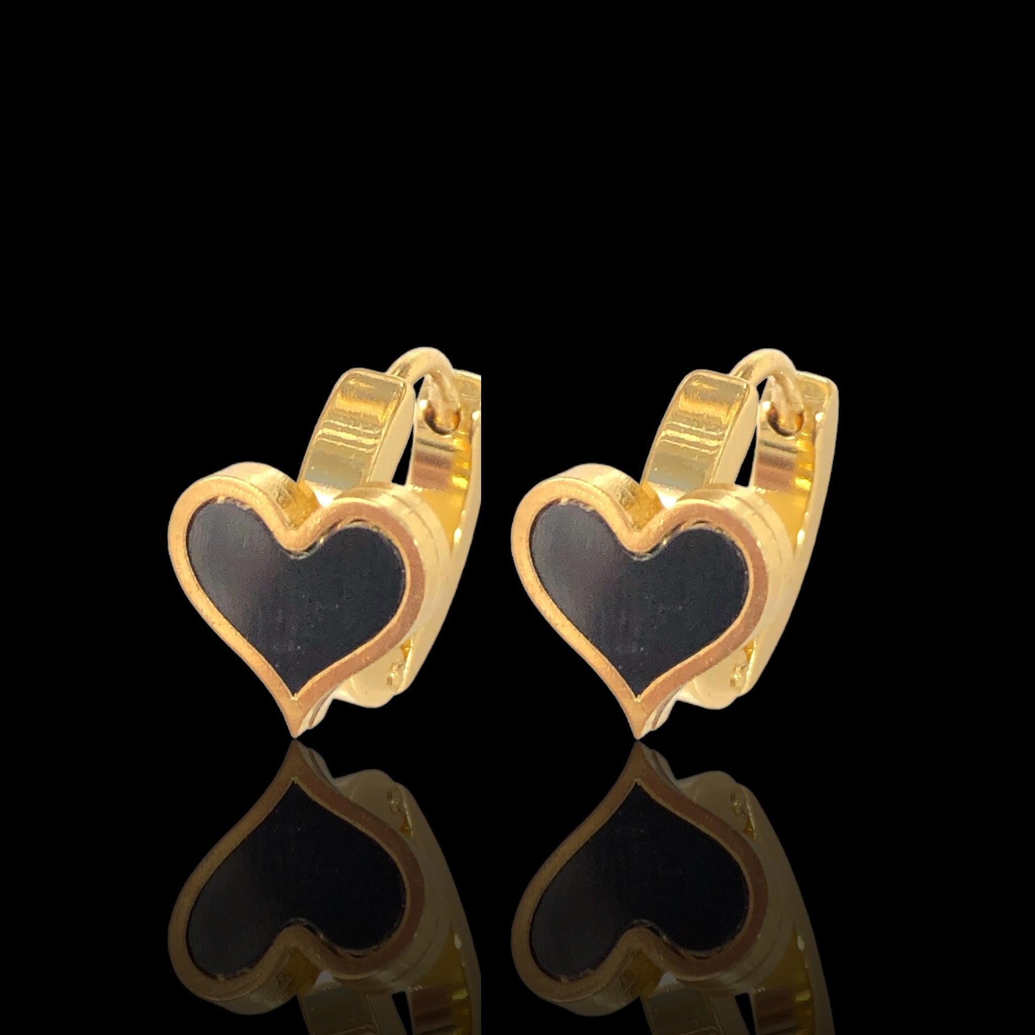 OLE 0613 316L Stainless Steel Seashell Pure Heart Huggie Earrings Kuania Oro Laminado