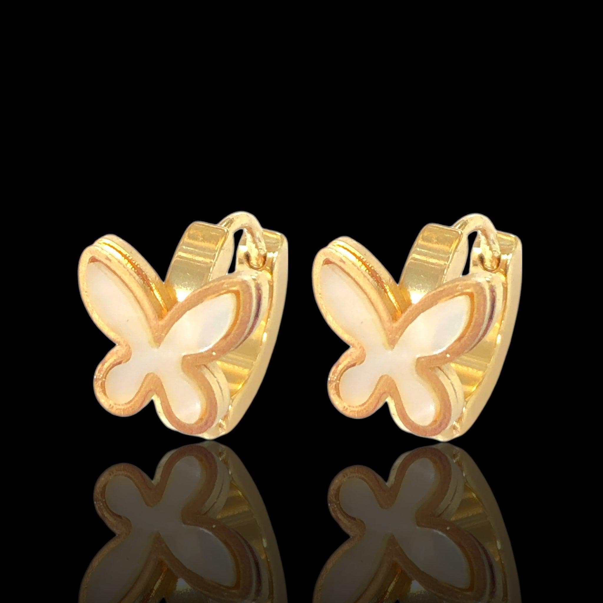 OLE 0619 316L Stainless Steel Seashell Wild Butterfly Huggie Earrings