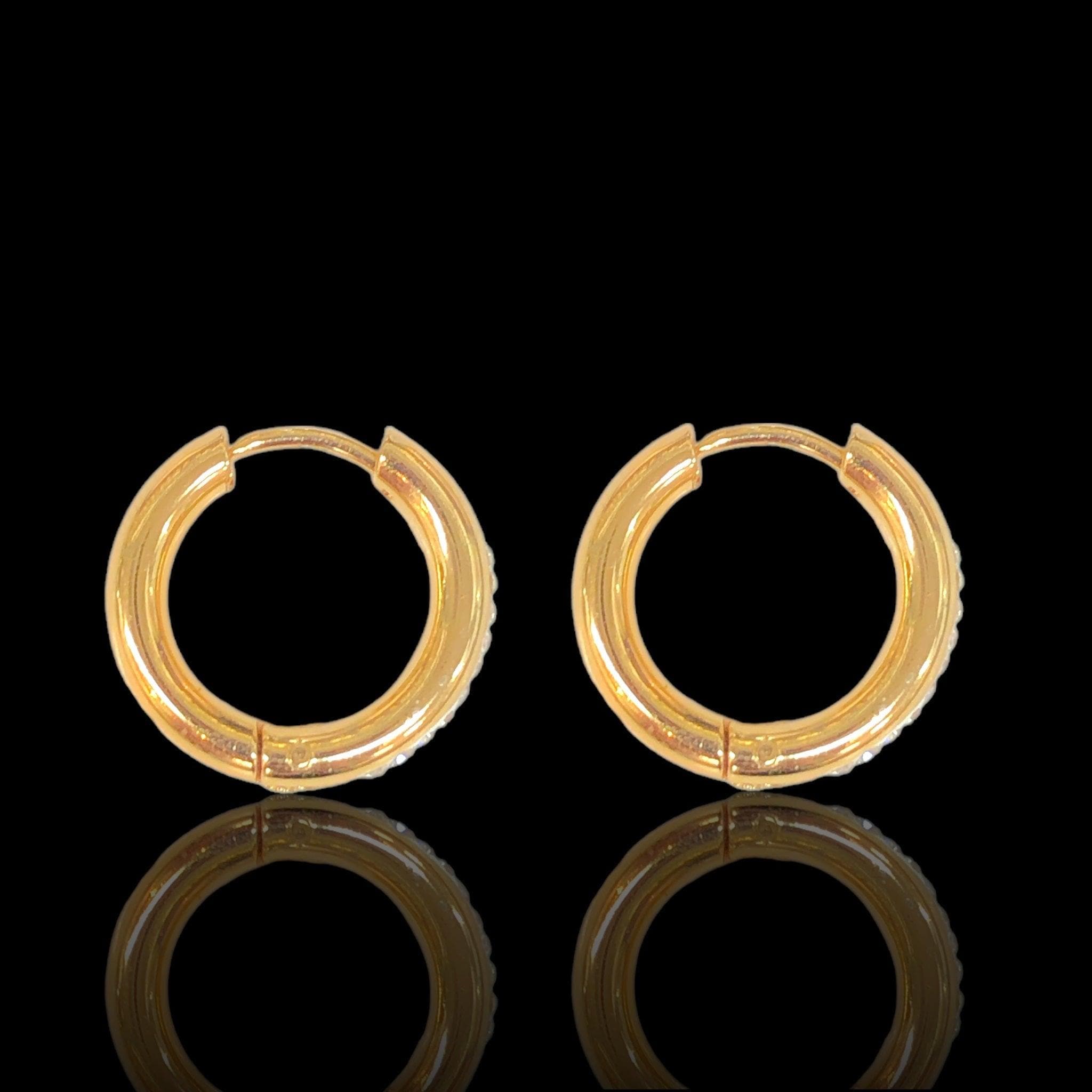 OLE 0620 316L Stainless Steel Minimalist CZ Huggie Earrings Kuania Oro Laminado