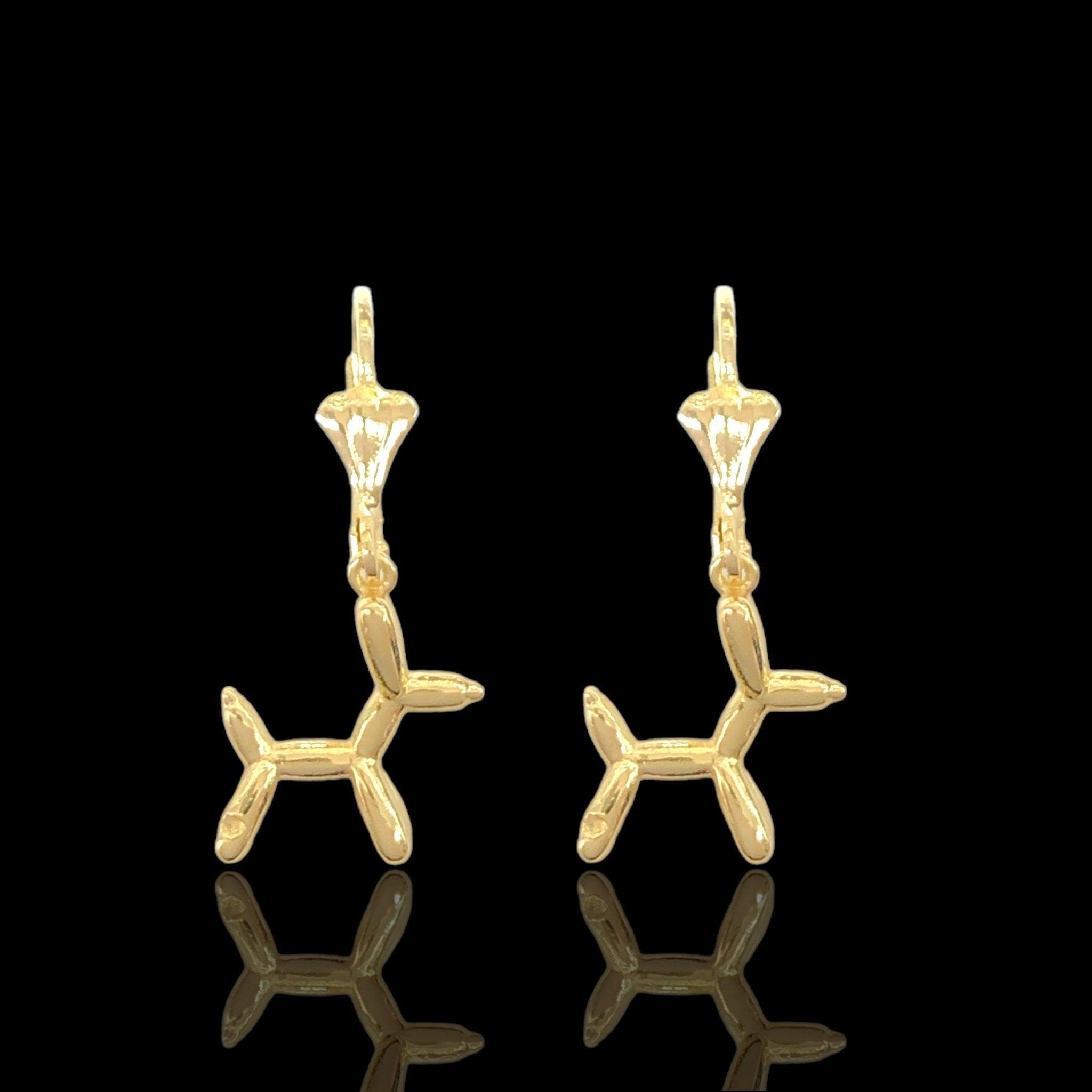 OLE 0624 18K Gold Filled Happy Puppy Earrings Kuania Oro Laminado