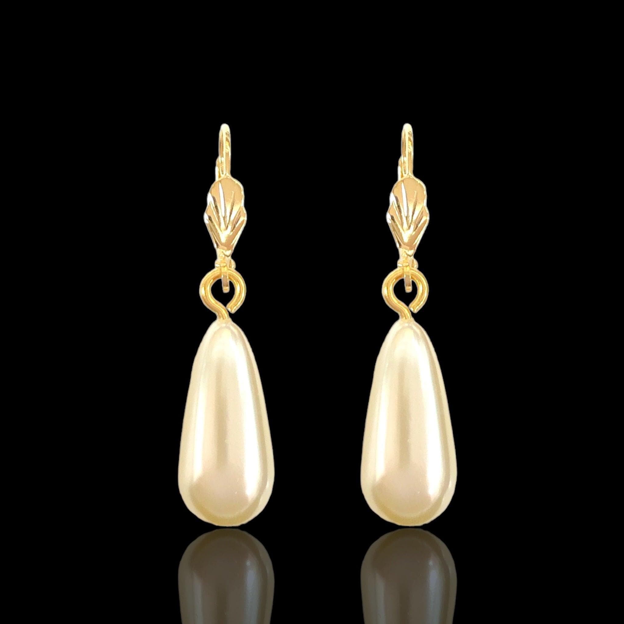 OLE 0628 18K Gold Filled Water drop Imitation Pearl Earrings Kuania Oro Laminado