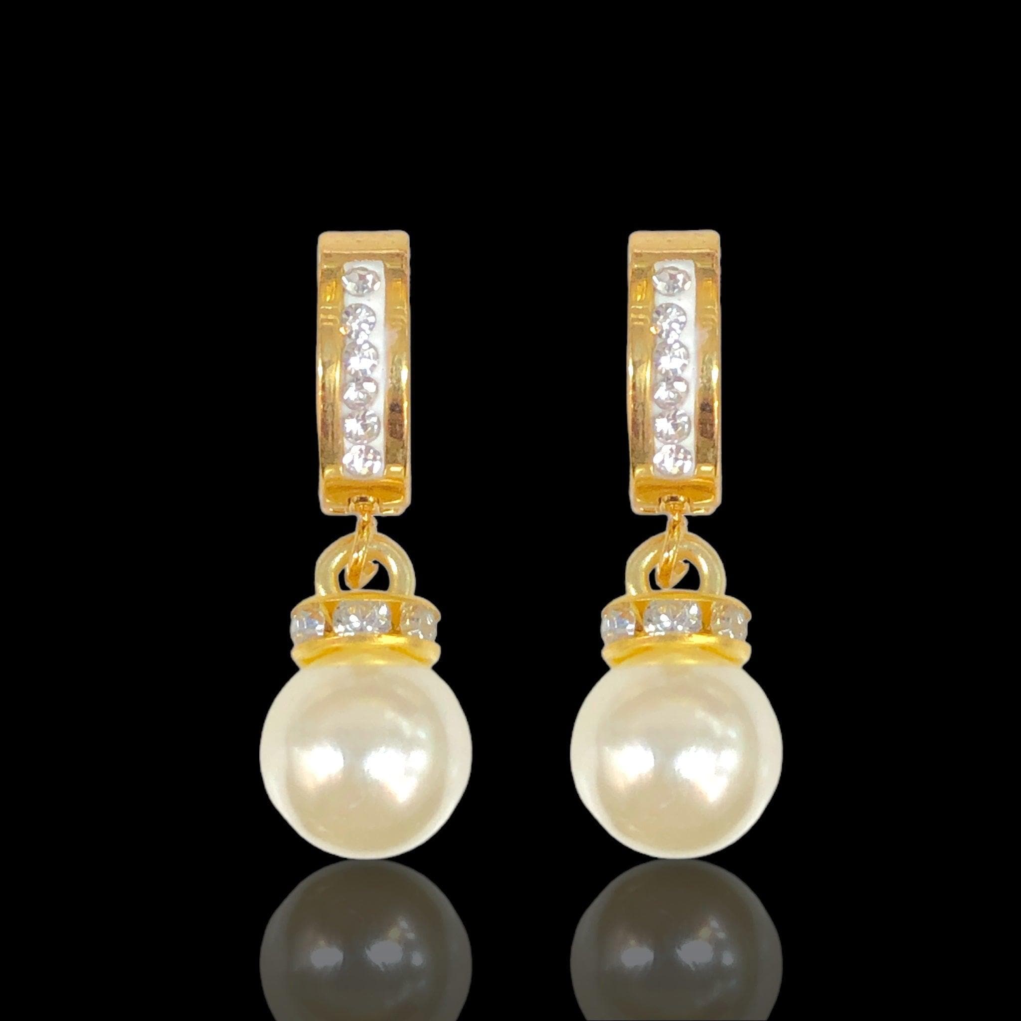 OLE 0630 316L Stainless Steel Venetian Imitation Pearl Earrings Kuania Oro Laminado