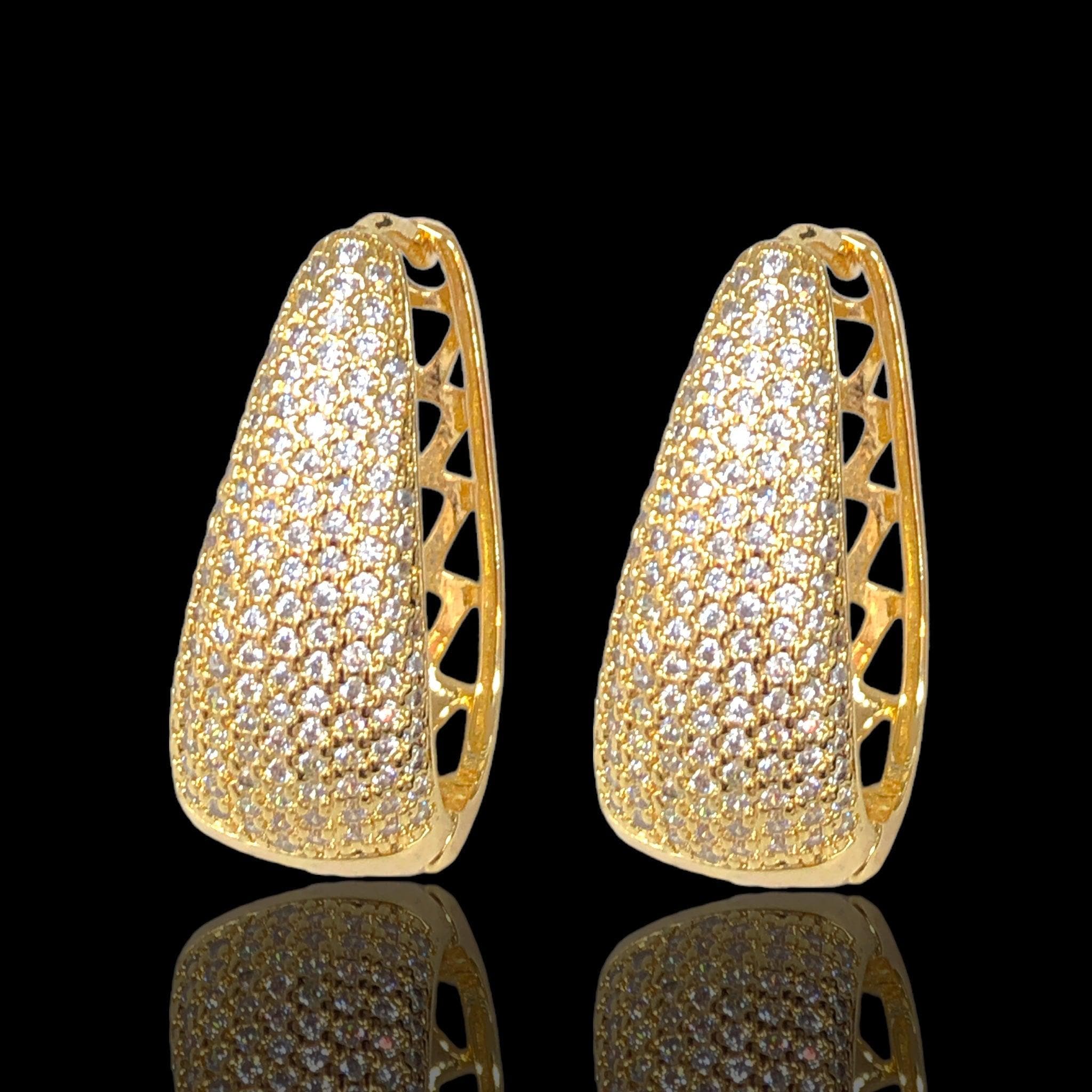 18K Gold Filled Parisian Royal CZ Earrings- kuania oro laminado