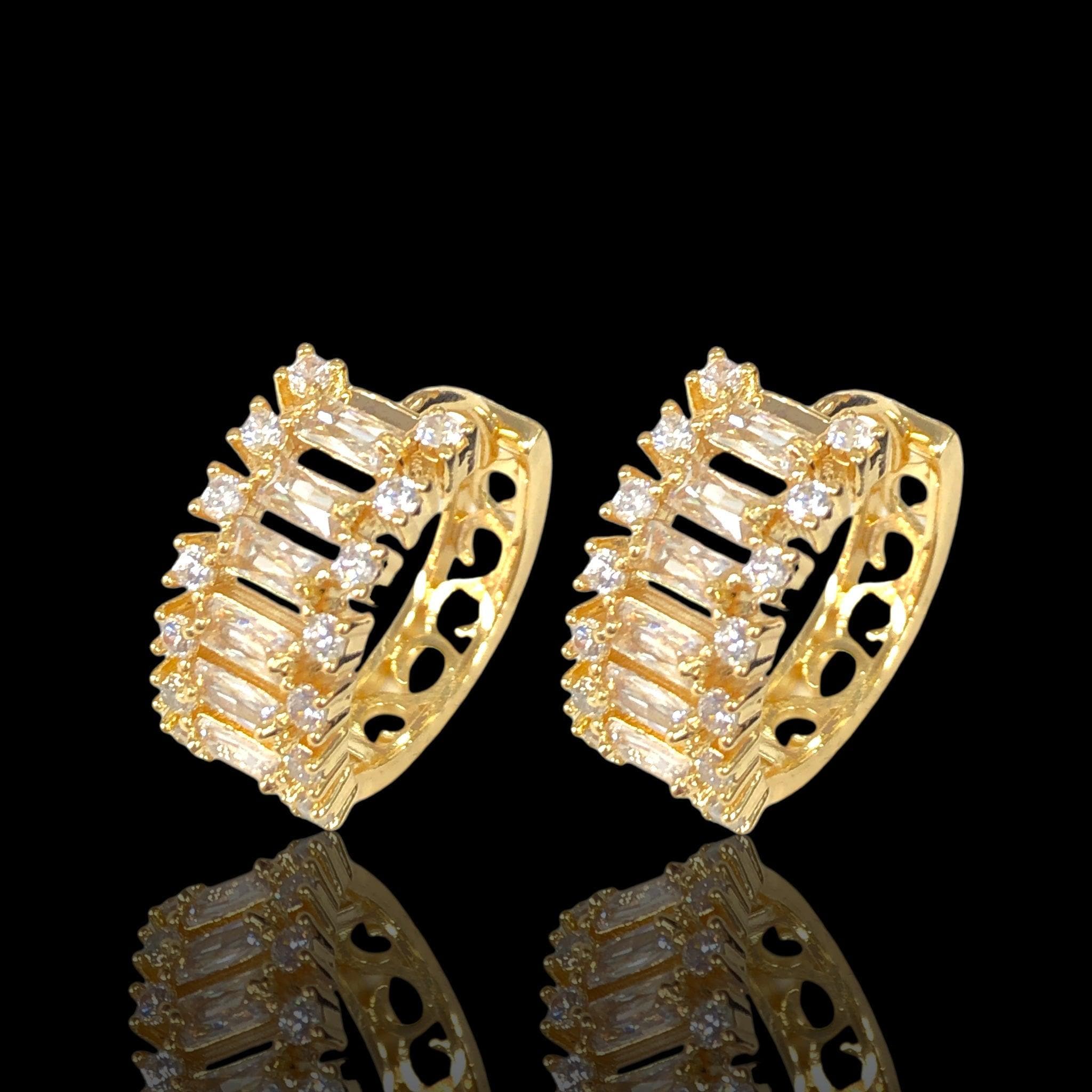 18K Gold Filled Venice Chic CZ Earrings- kuania oro laminado