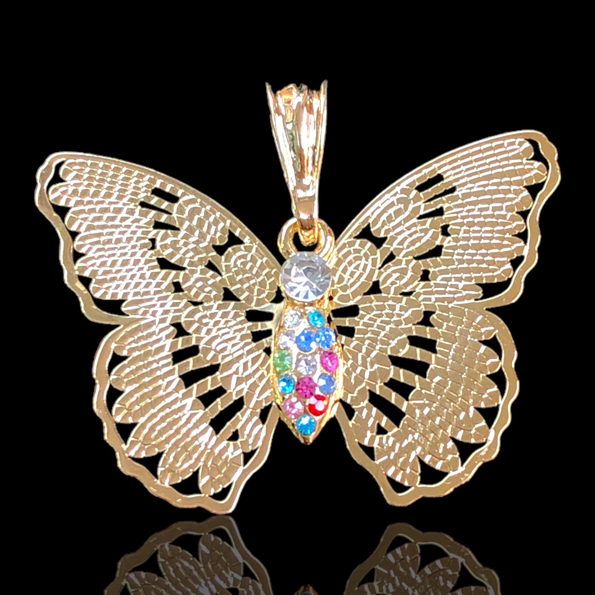 18K Gold Filled Wild Forest Butterfly Pendant - Kuania Oro Laminado