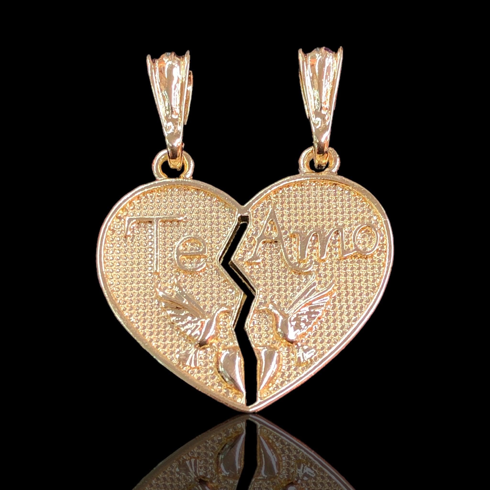 18K Gold Filled Te Amo Love Heart Pendant - Kuania Oro Laminado