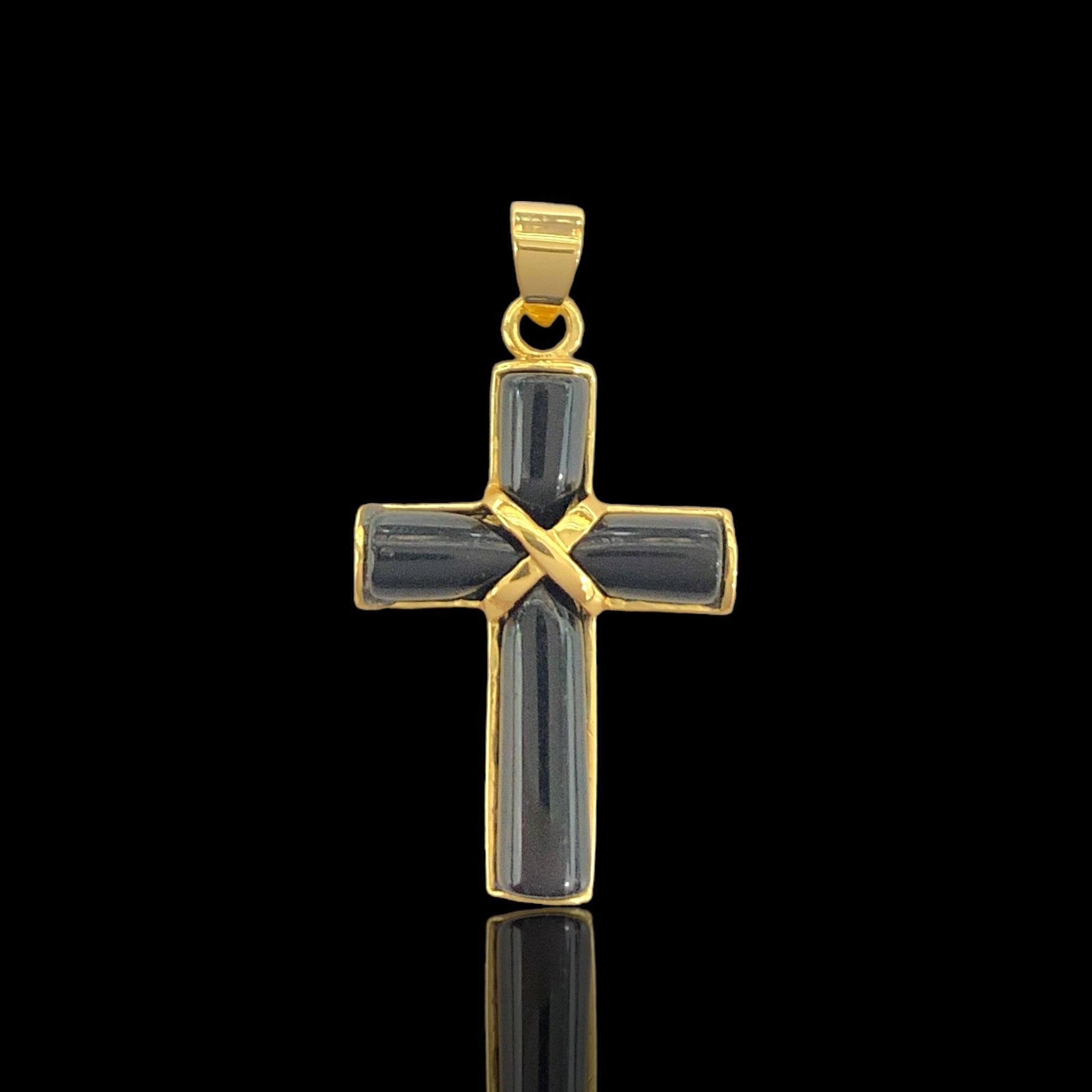 OLP 0443 18K Gold Filled Jade Cross Pendant - Kuania Oro Laminado