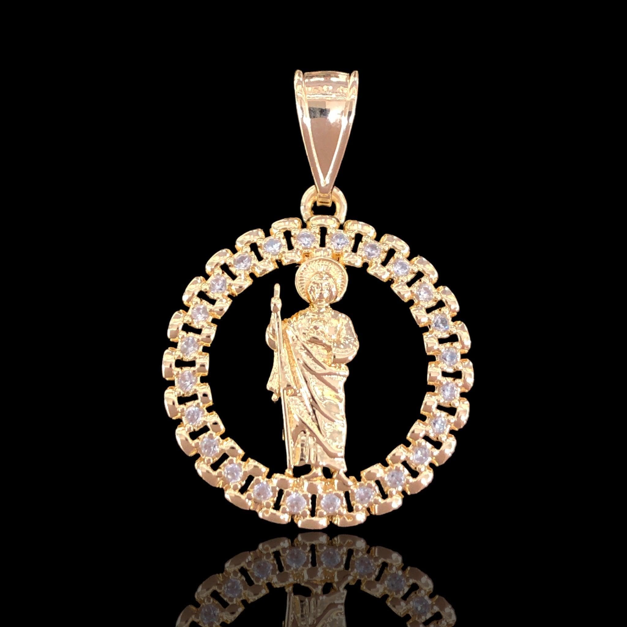 18K Gold-Filled Rolex Frame Guadalupe/San Judas Pendant- kuania oro laminado
