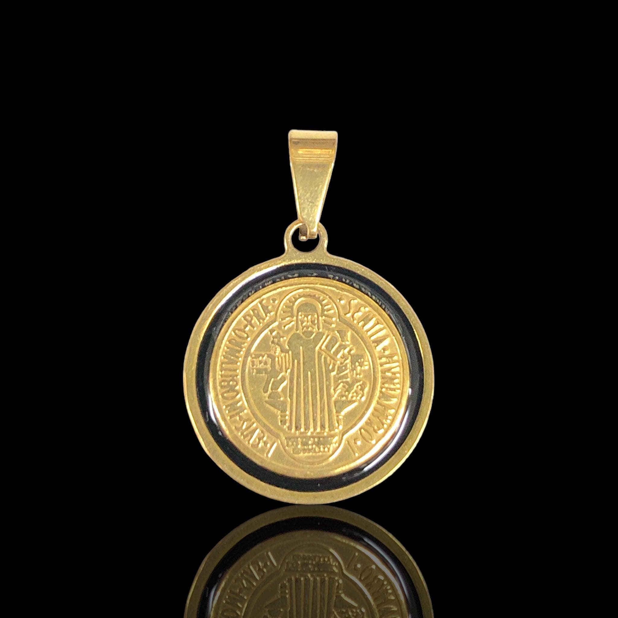 316L Stainless Steel Saint Benedict Protection Pendant Oro Laminado Kuania