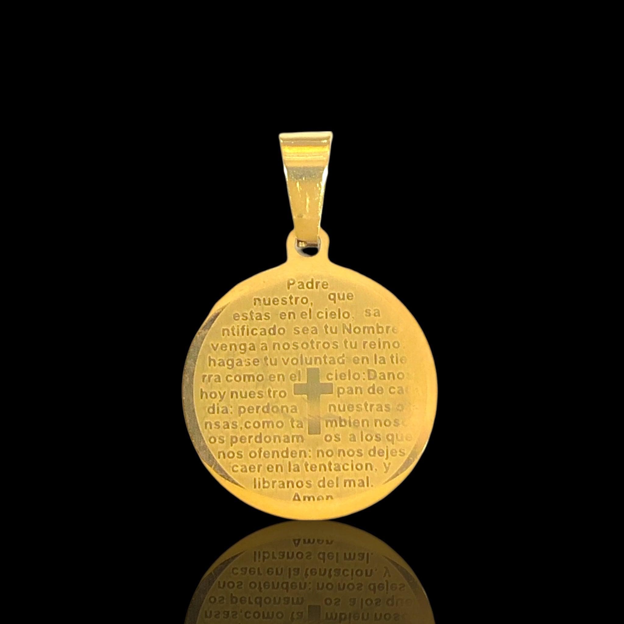 OLP 0472 316L Stainless Steel Sacred Prayer Protection Pendant Kuania Oro Laminado