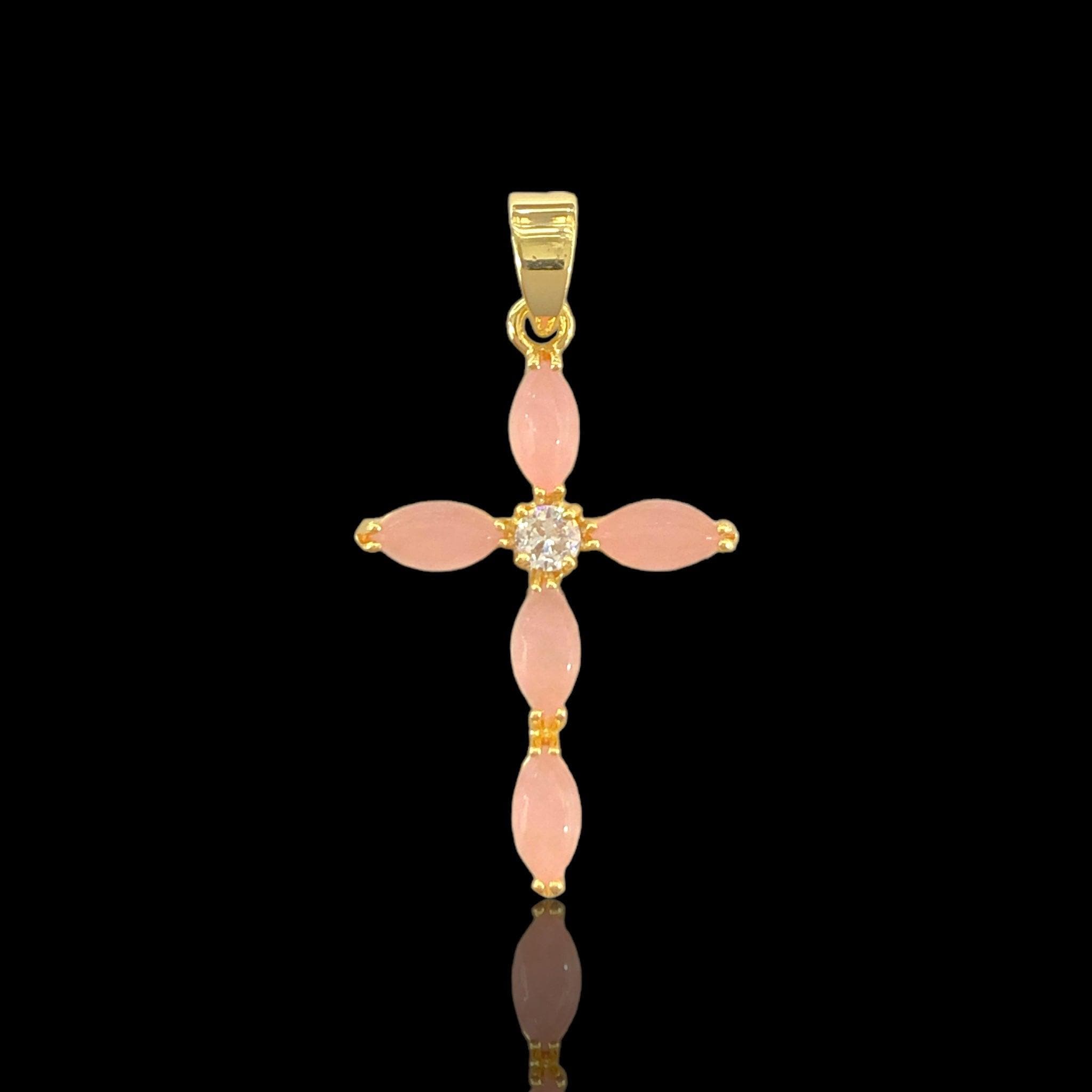 OLP 0486 18K Gold Filled Classic Jade Cross Pendant Charm- Kuania Oro Laminado