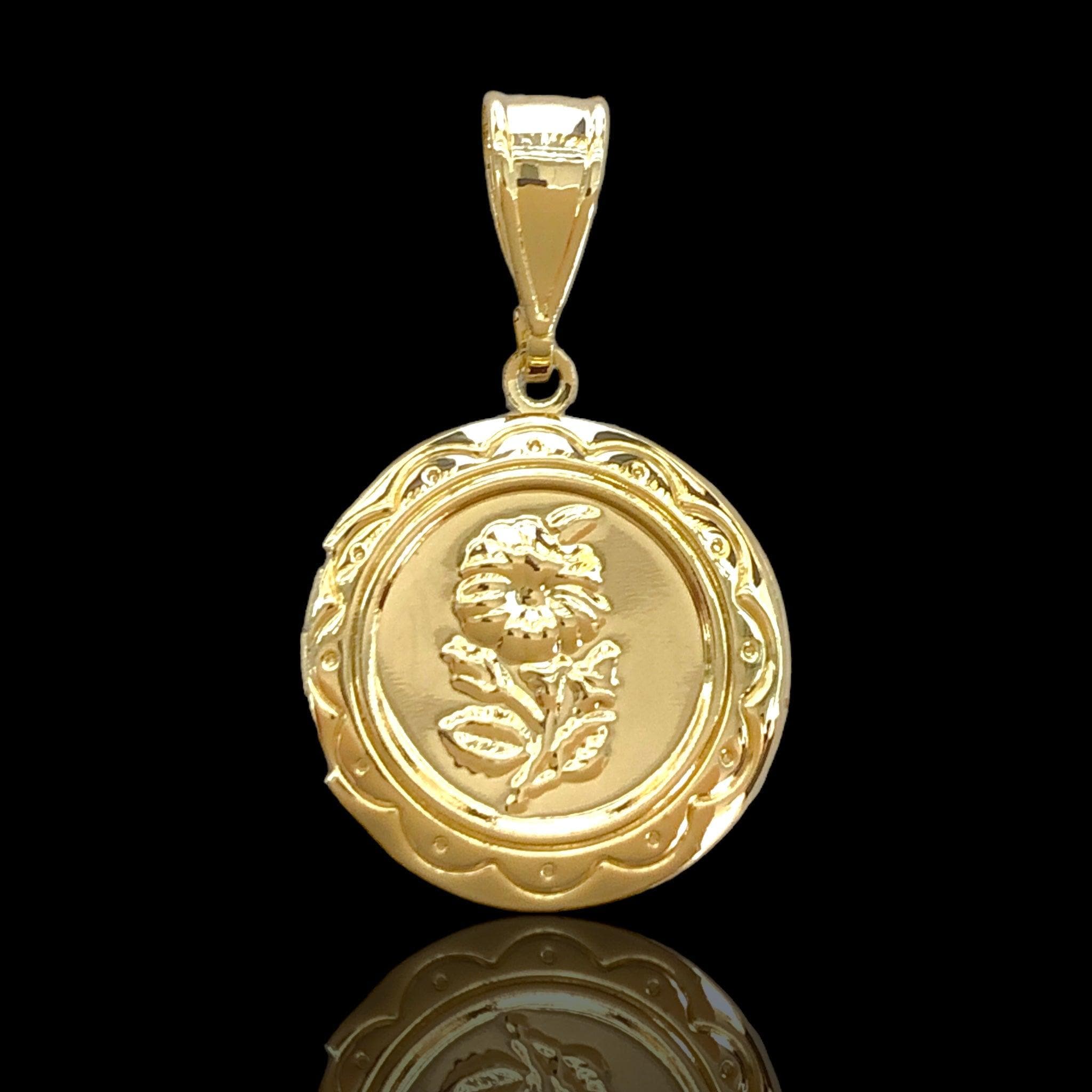 18K Gold-Filled Rose Locket Pendant - Kuania Oro Laminado