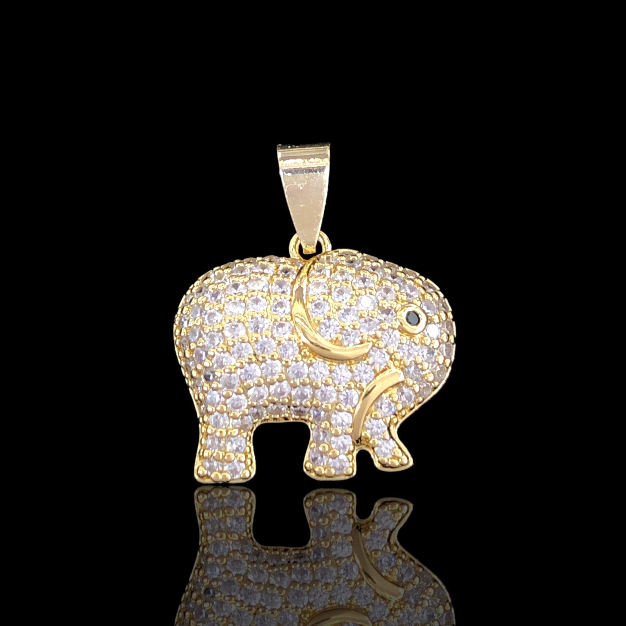 18K Gold Filled Lucky Chubby Elephant Pendant- kuania oro laminado
