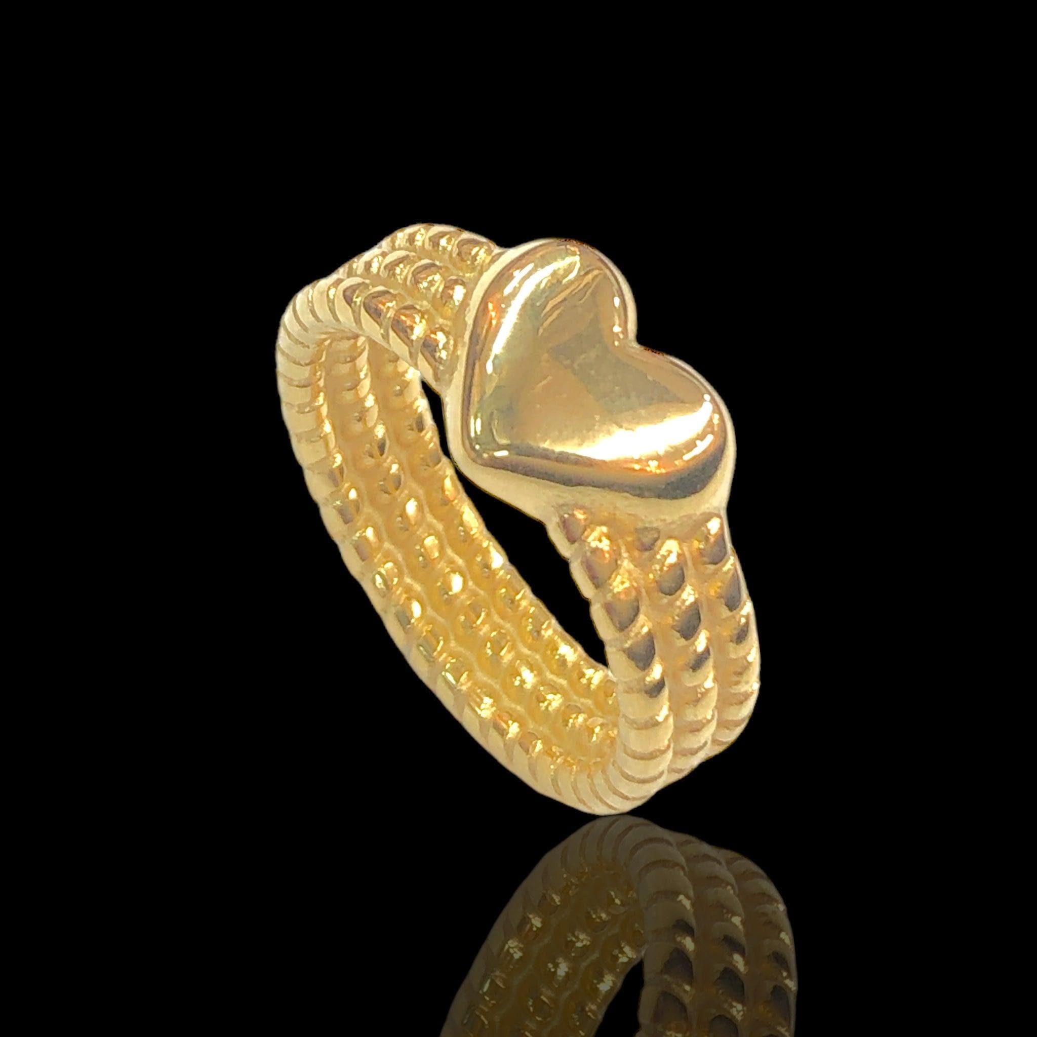 316L Stainless Steel Heart of Venice Ring- kuania oro laminado