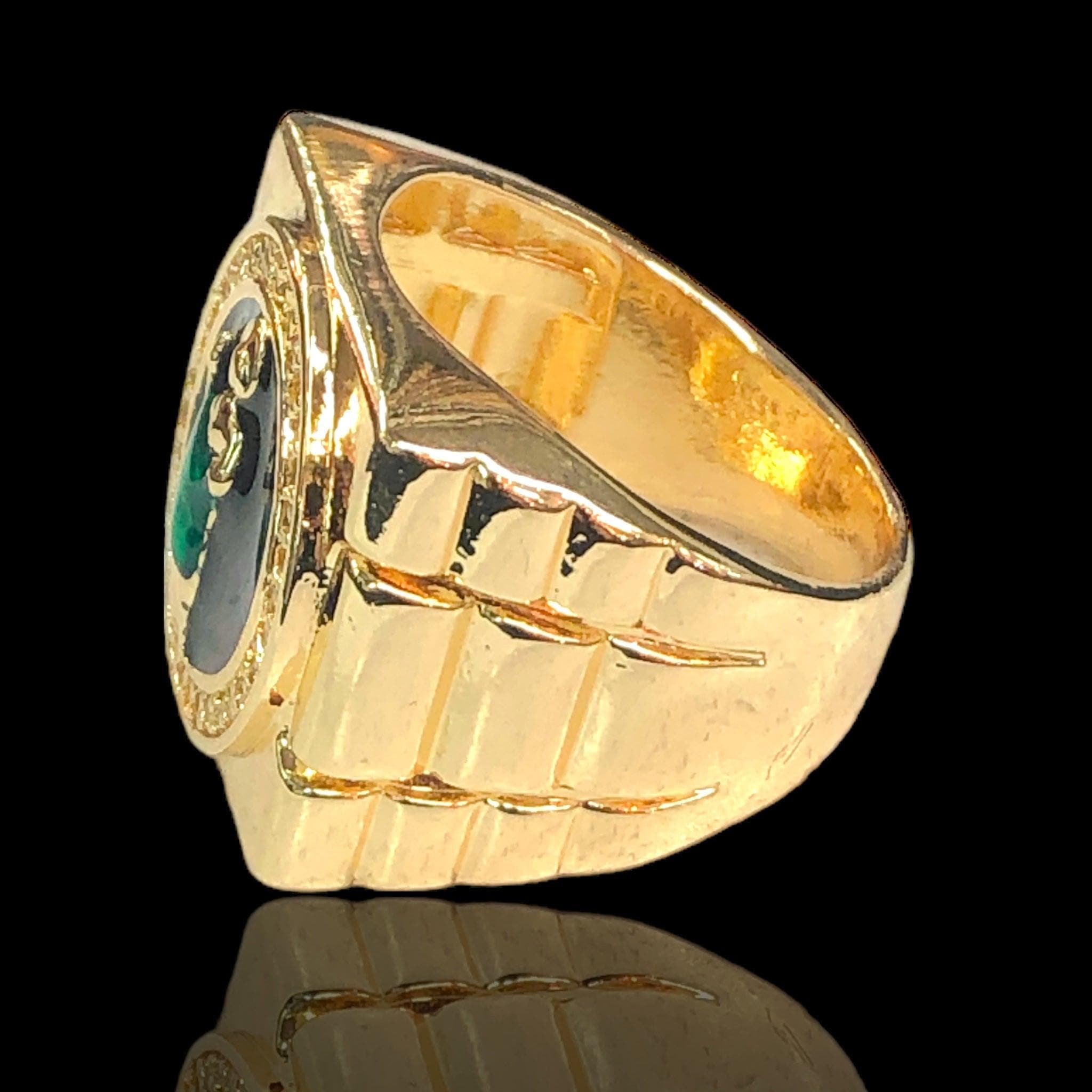 18K Gold Filled Rolex Style Men's San Judas Ring- kuania oro laminado