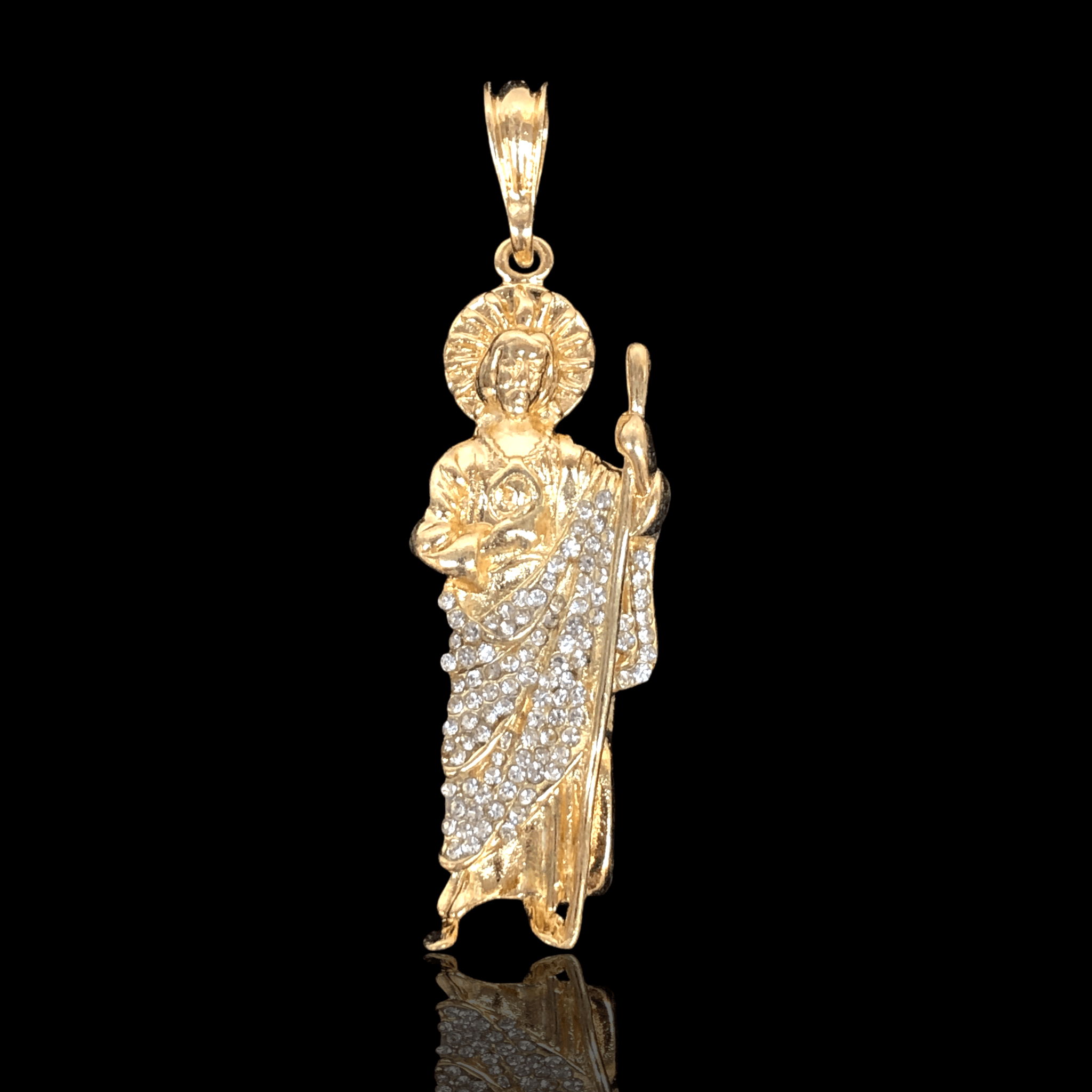 Gold Filled Oro Laminado CZ Saint Jude San Judas Pendant