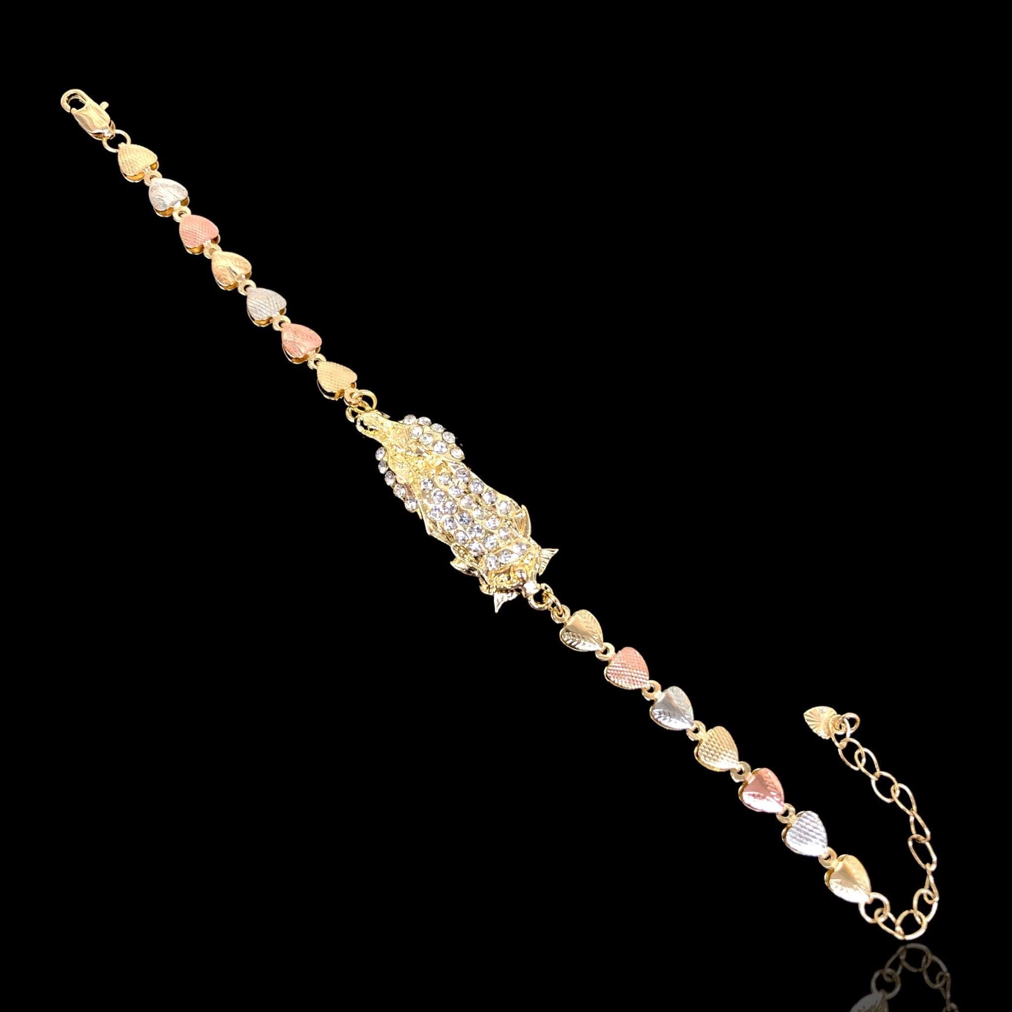 Gold Filled Oro Laminado Guadalupe CZ Heart Bracelet