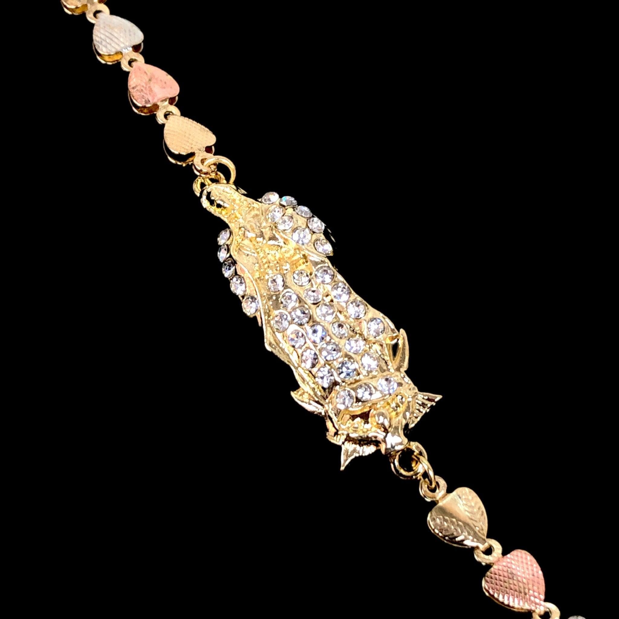 Gold Filled Oro Laminado Guadalupe CZ Heart Bracelet