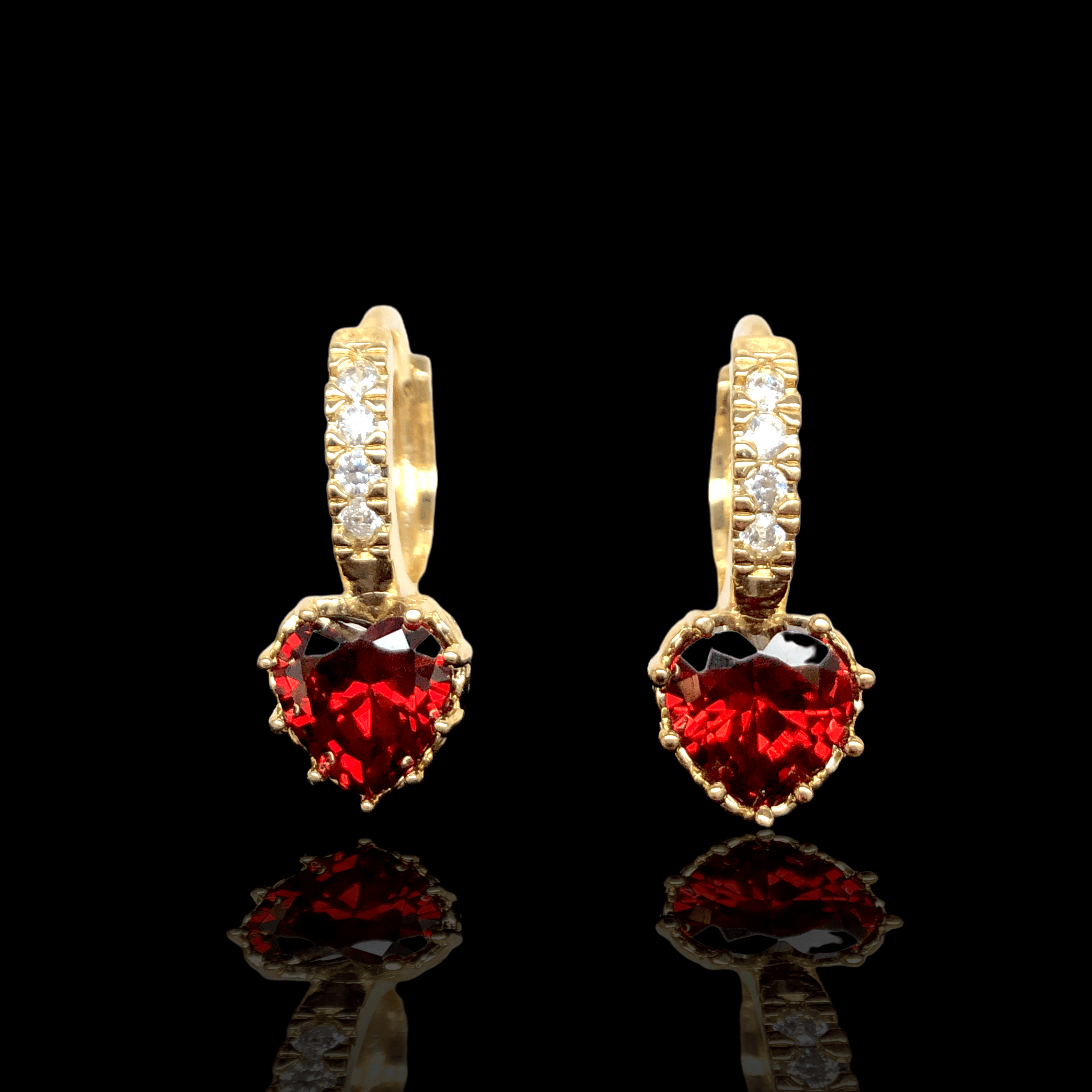 Gold Filled Oro Laminado Milano Heart Huggie Earrings